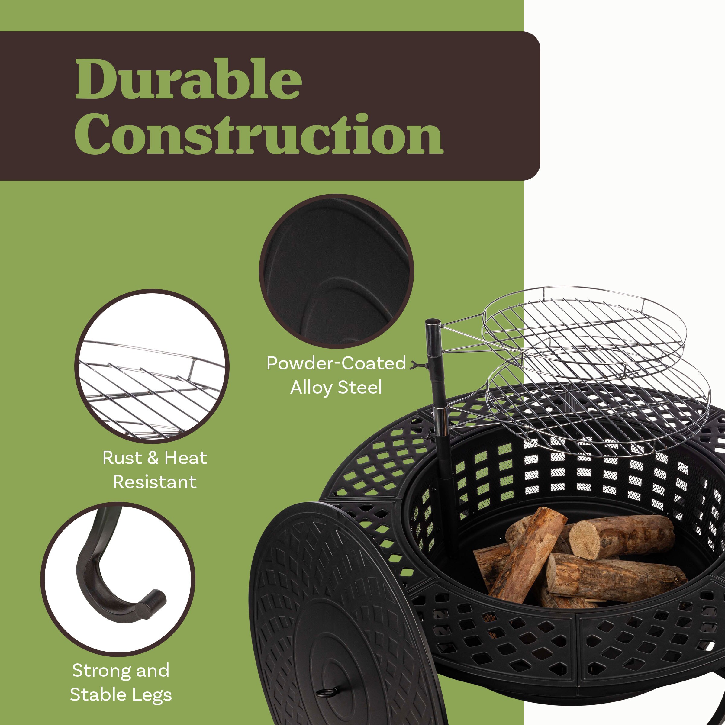 Pure Garden 50-LG1478 Outdoor-Woodburning-Firepits - View #4