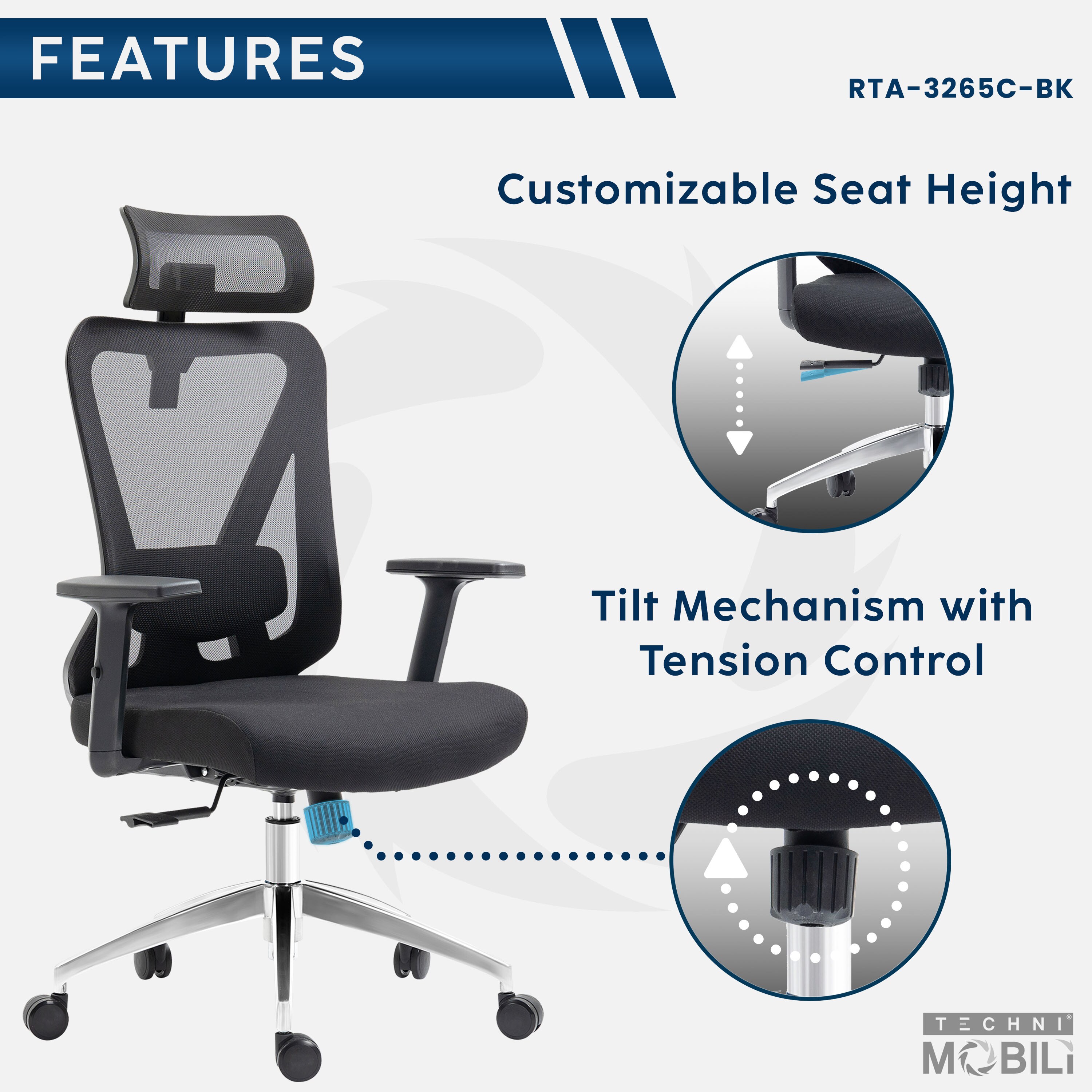 Techni Mobili RTA-3265C-BK Office-Chairs - View #7