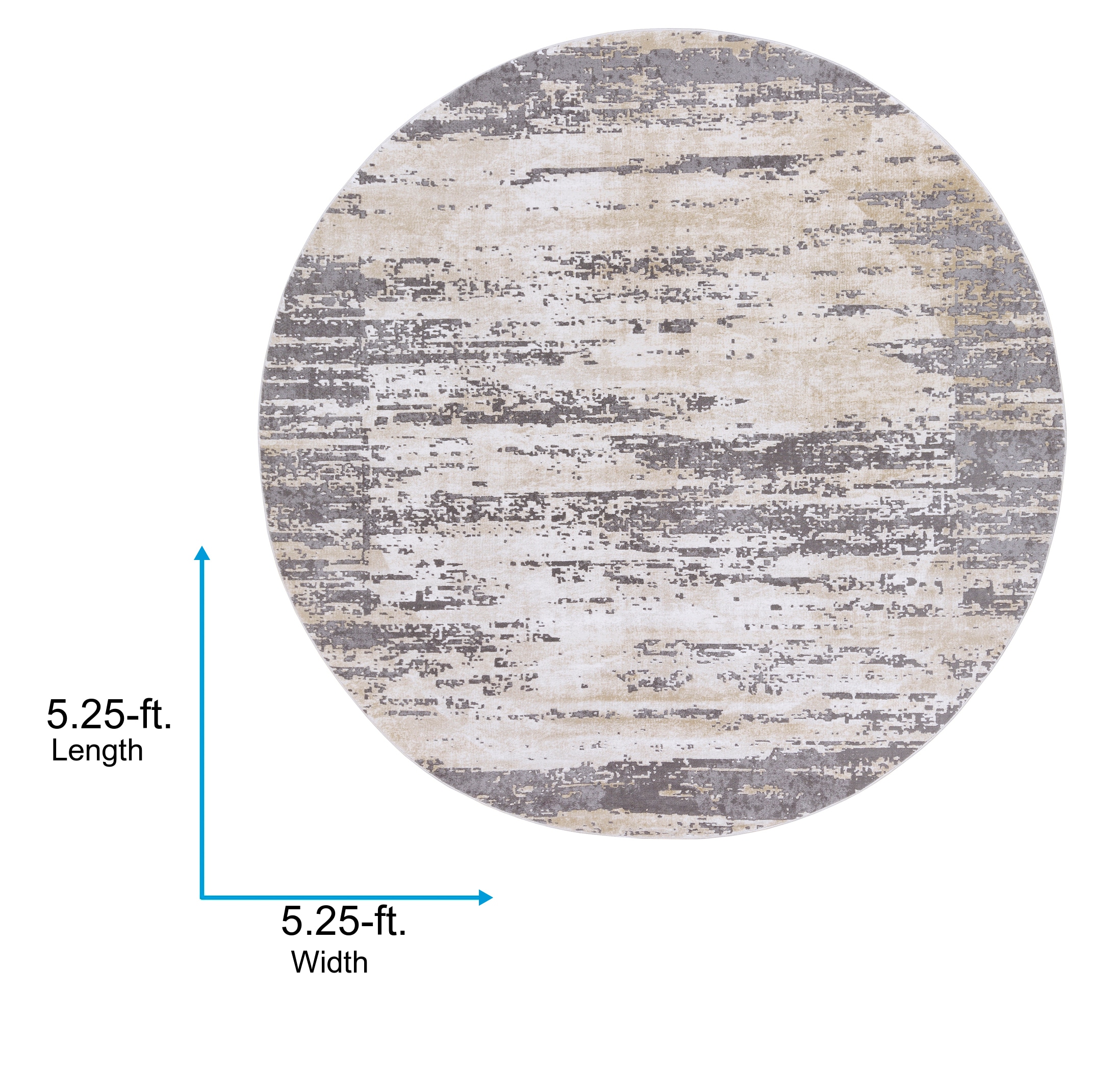 Reversible Round Gray Easy Care Synthetic 5'3" Area Rug