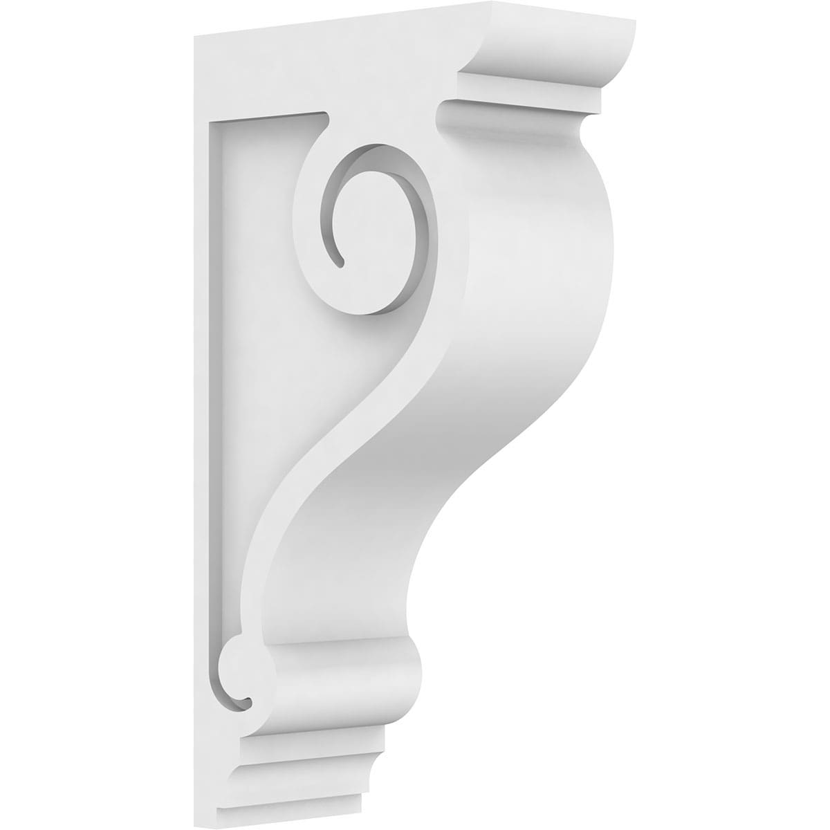 Ekena Millwork CORP03X08X16SCR 3-in x 8-in x 16-in Standard scroll Unfinished White PVC Paintable Corbel