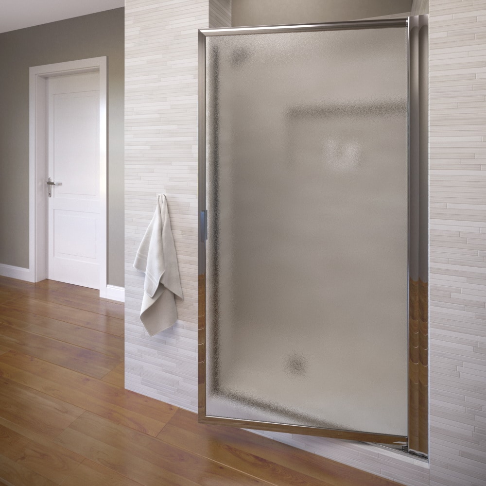Basco SOPN00A3163OBSV Sopora Chrome 29-5/8-in to 31-3/8-in W x 63.5-Inches H Framed Pivot Shower door 3/16-in Thick Frosted/Patterned Glass