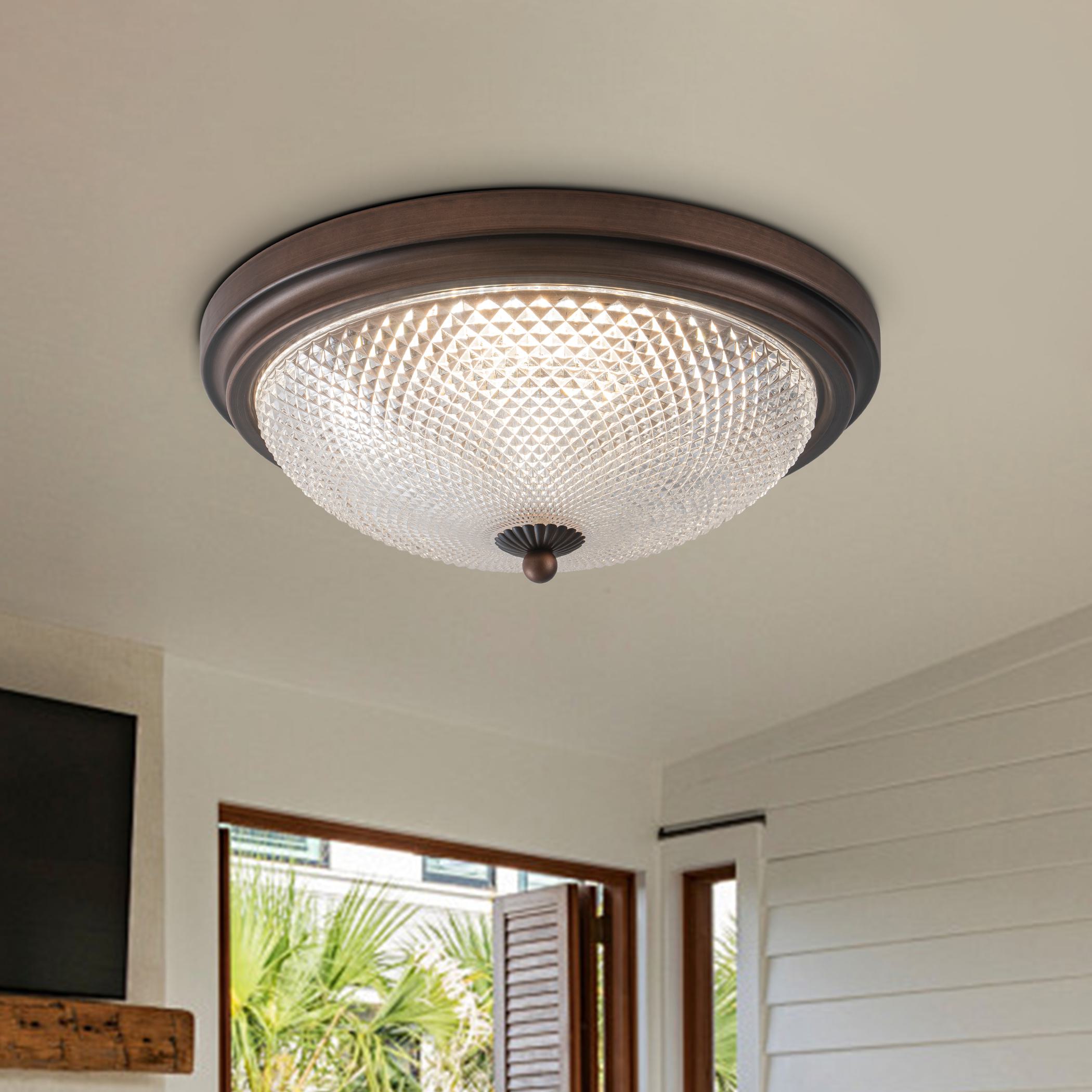 HUOKU PD1066231 Delainy 1 -Light 13.4-in Bronze Integrated LED Flush Mount Light