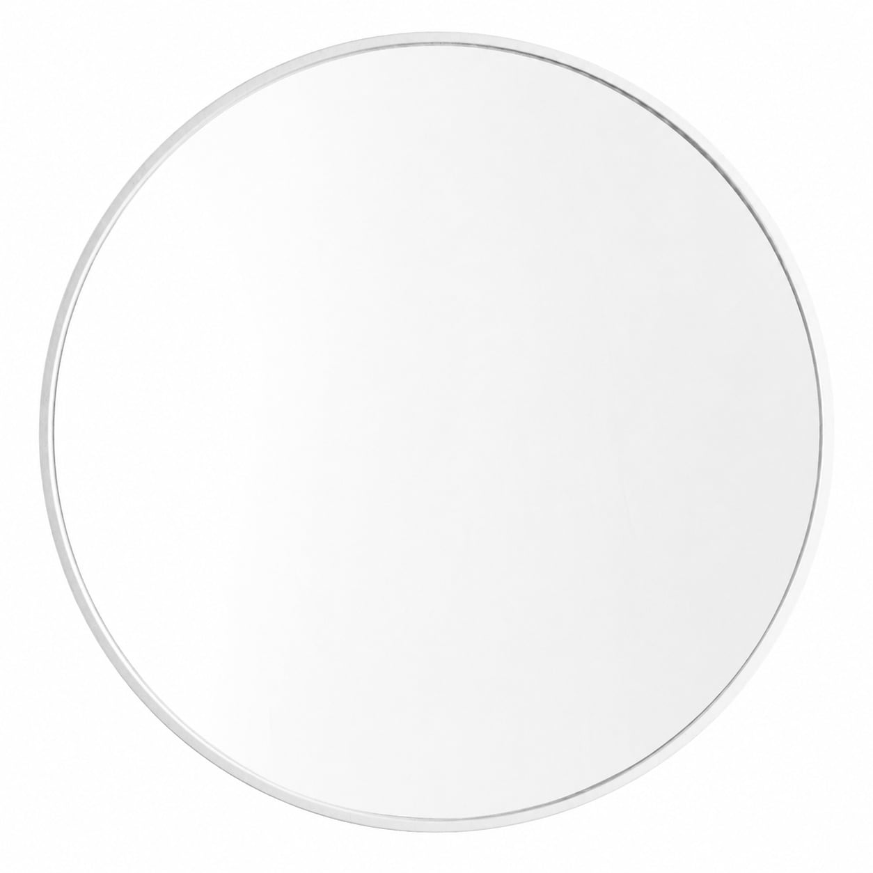 Aoibox  18 in W x 18 in H Round Frameless Wall Mirror in White Metal with Slim Circular Profile for Bathroom and Entryway