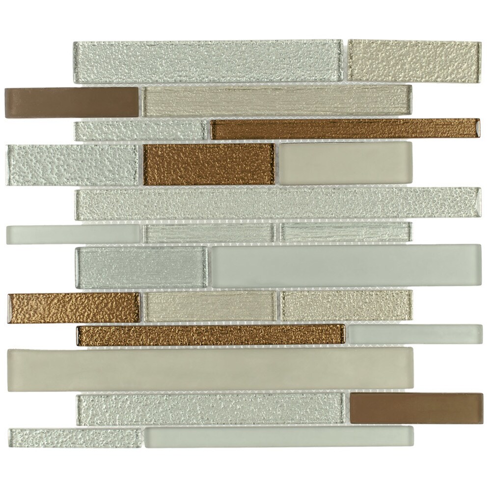 Elida Ceramica CHIGLAPC105B Spring Brick 12-in x 12-in Glossy Glass Linear Wall Tile