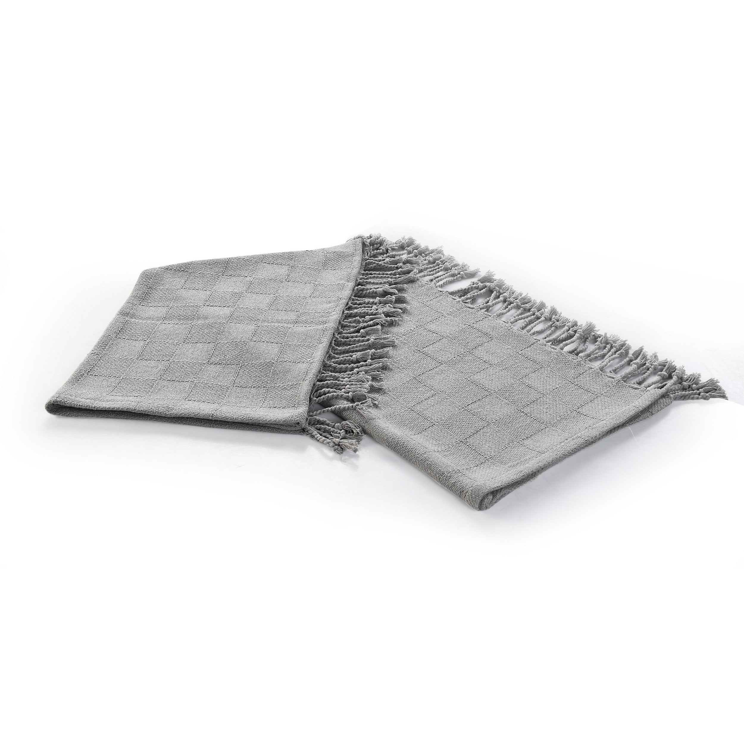 Heather Madiera Luxurious Cotton Throw, 60" x 50", Light Gray