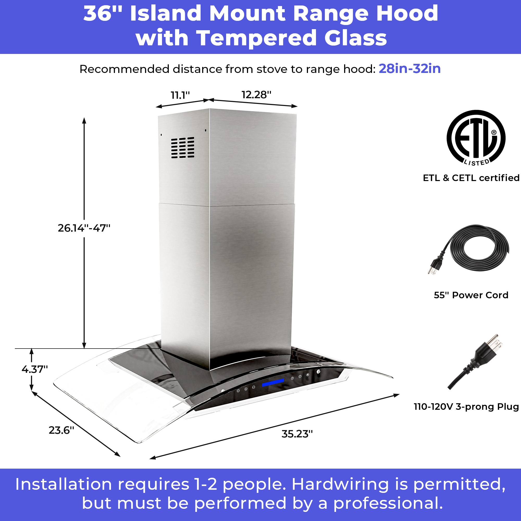 DZS DNAIS01-36 Island-Range-Hoods - View #2