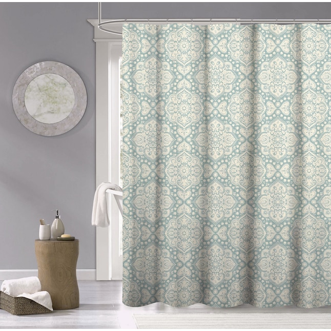 Dainty Home 70 In W X 72 L Spa Medallion Cotton Shower Curtain At Lowes Com