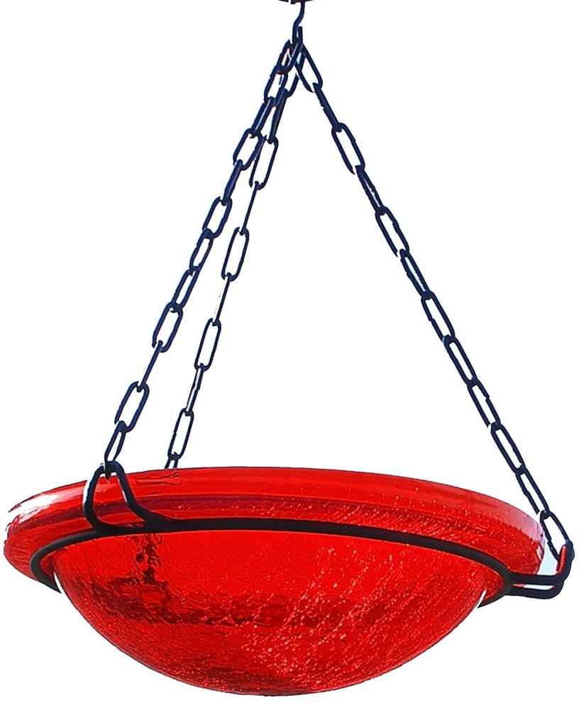 Minuteman International BBH-02R 16.5-Inches H Red Glass Complete birdbath