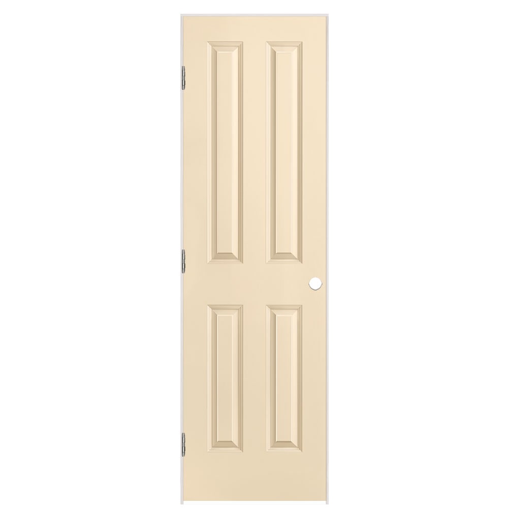 Masonite 1316488 24-in x 80-in Cream N Sugar Solid core 4 panel square Right hand Smooth Prefinished Molded composite Flat Jamb Single Prehung Interior Door