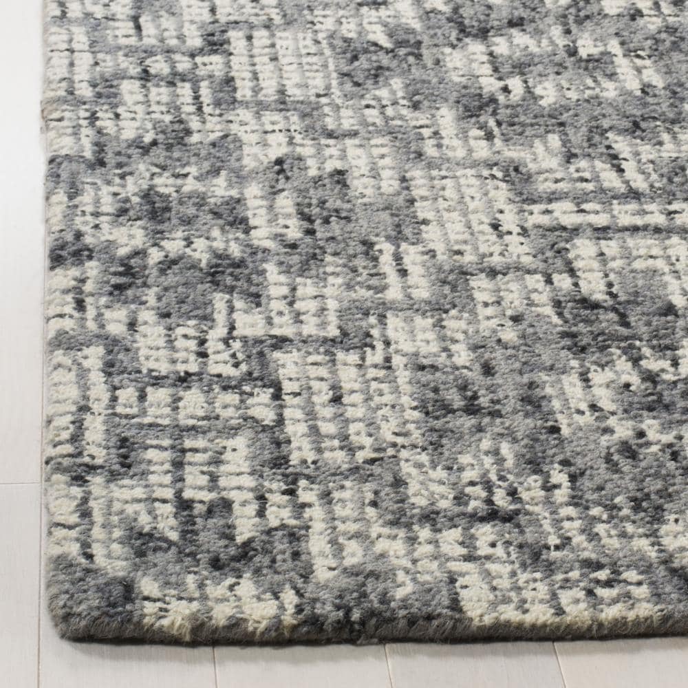 Medium Gray Wool Handmade Tufted Abstract Square Area Rug