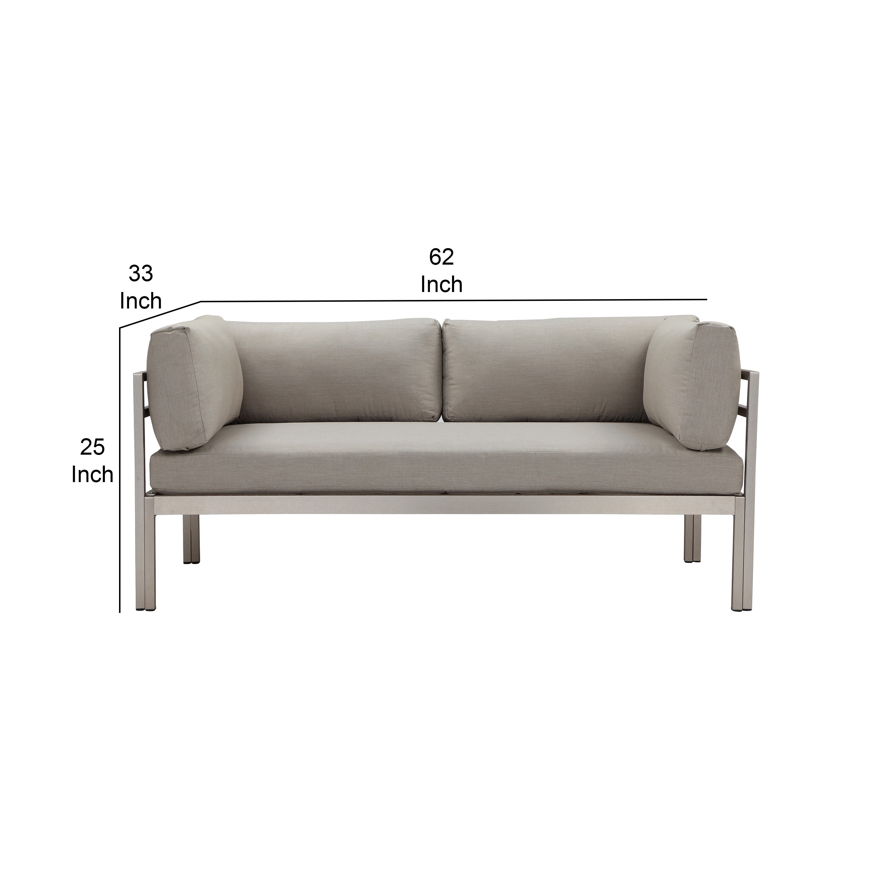 Taupe Aluminum Outdoor Sofa with Water-Resistant Cushions