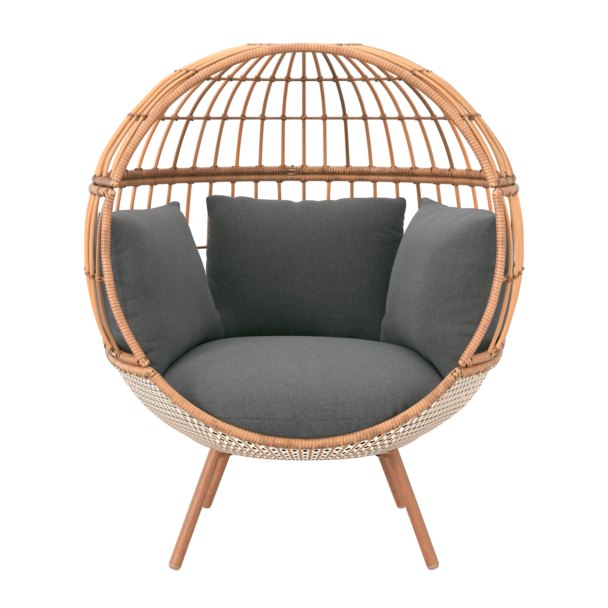 Origin 21 Brennfield Woven Teak Steel Frame Stationary Egg Chair with ...