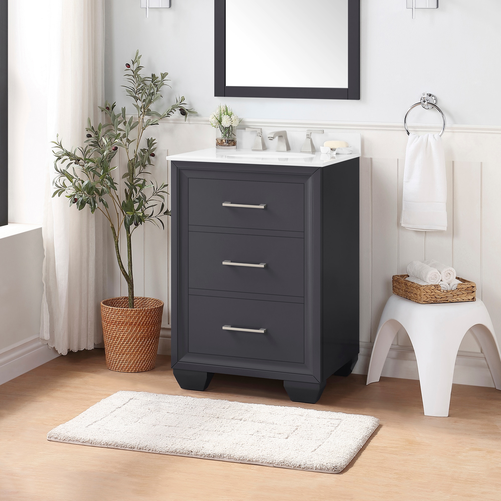 OVE Decors Floyd 24-in Dark Charcoal Undermount Single Sink Bathroom ...