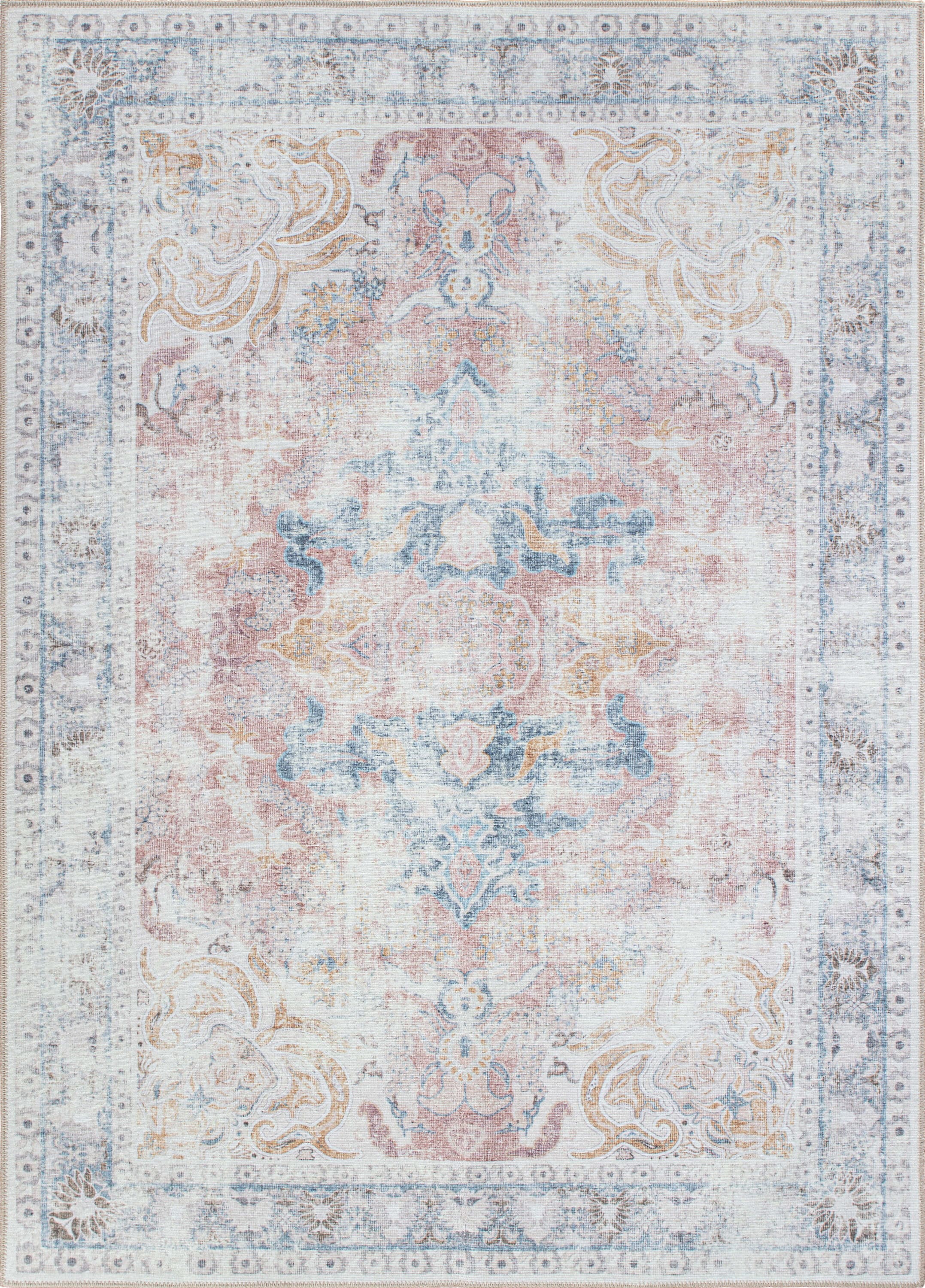 World Rug Gallery 5059RUST3X5 Somerville 3 x 5 (ft) Loomed Polyester Rust Rectangular Indoor Medallion Bohemian/Eclectic Machine washable Area rug