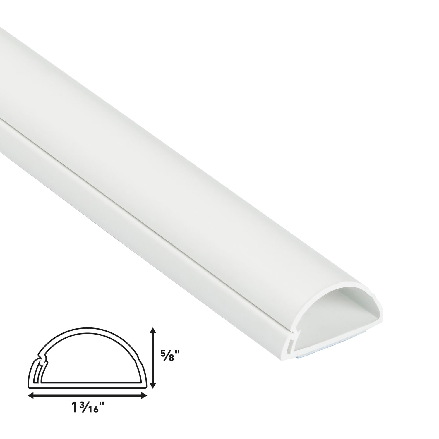 D-Line White Half Round Cord Cover, 2x1in, 39in Length