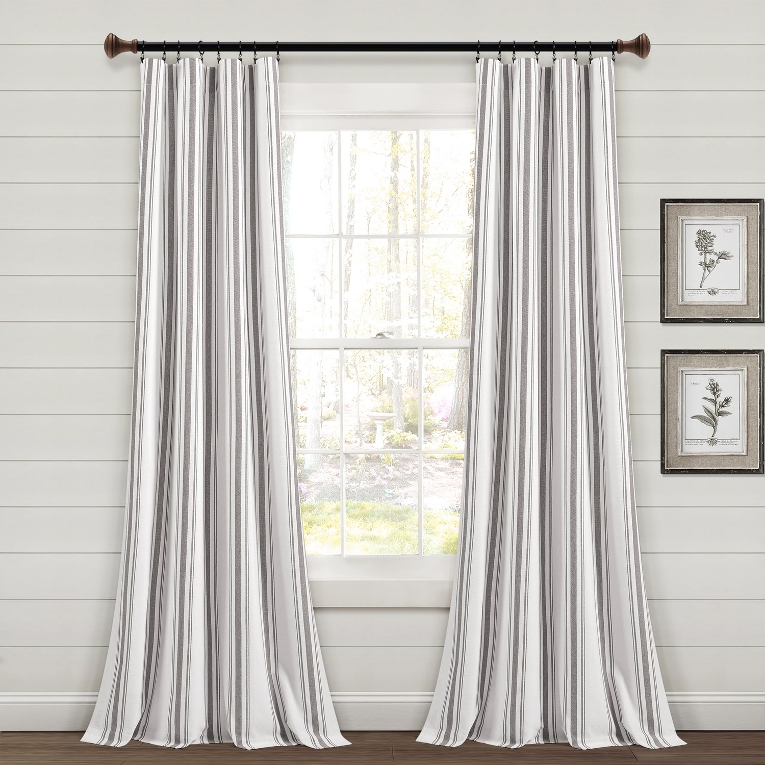 Lush Decor Farmhouse Stripe Yarn Dyed Cotton Window Curtain Panels