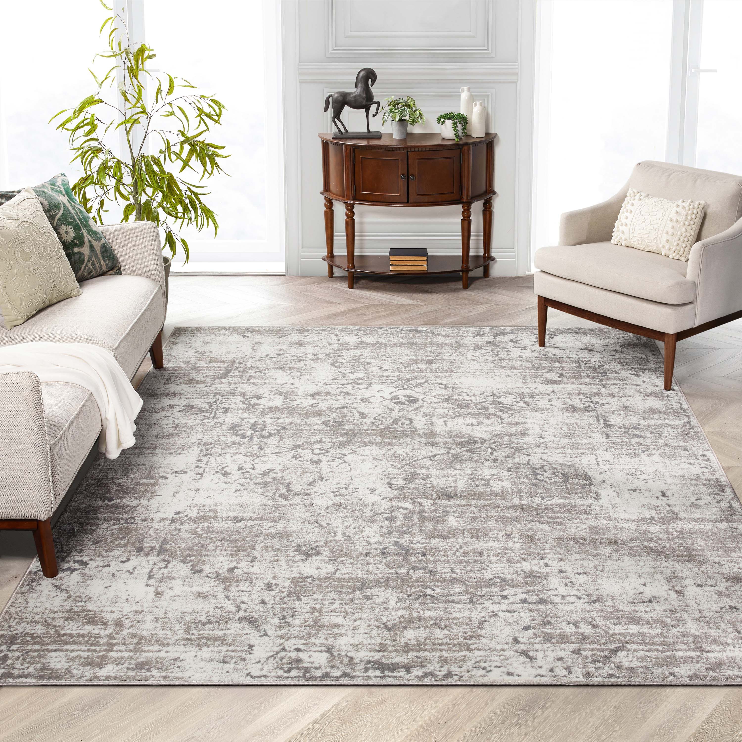 Well Woven ZAZ-12-4 Zazzle 3 x 5 (ft) Loomed Polypropylene Ivory Rectangular Indoor Floral/Botanical Vintage Area rug