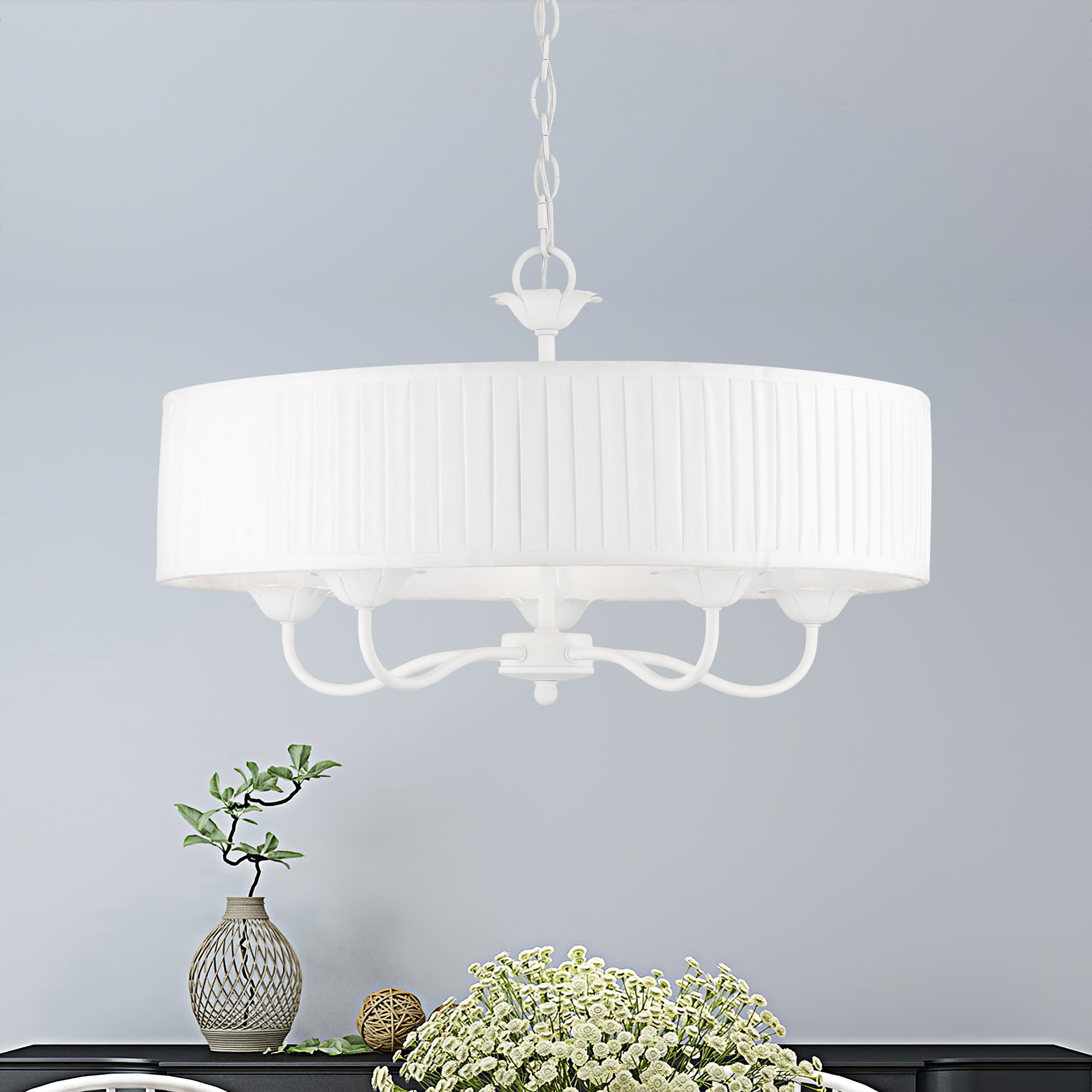 Edinburgh 23" White Glass Drum Pendant Light