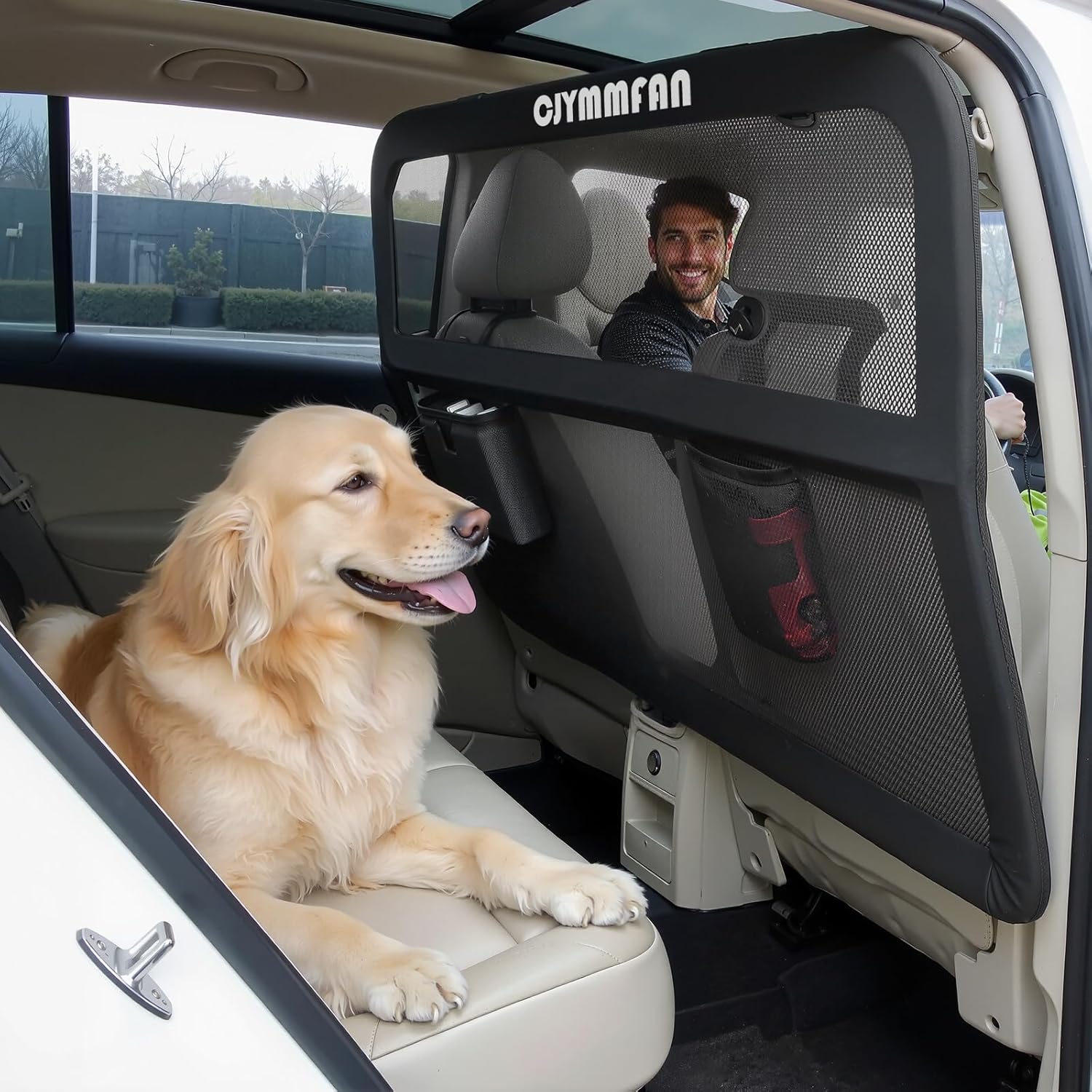 LOVMOR SF-WO-B0F4R98D8J Dog Barrier for Car Back Seat  Cargo Area with Wider Coverage SUV Truck Sedan Dog Car Divider with Chew Proof Transparent Net and Sturdy Metal Frame