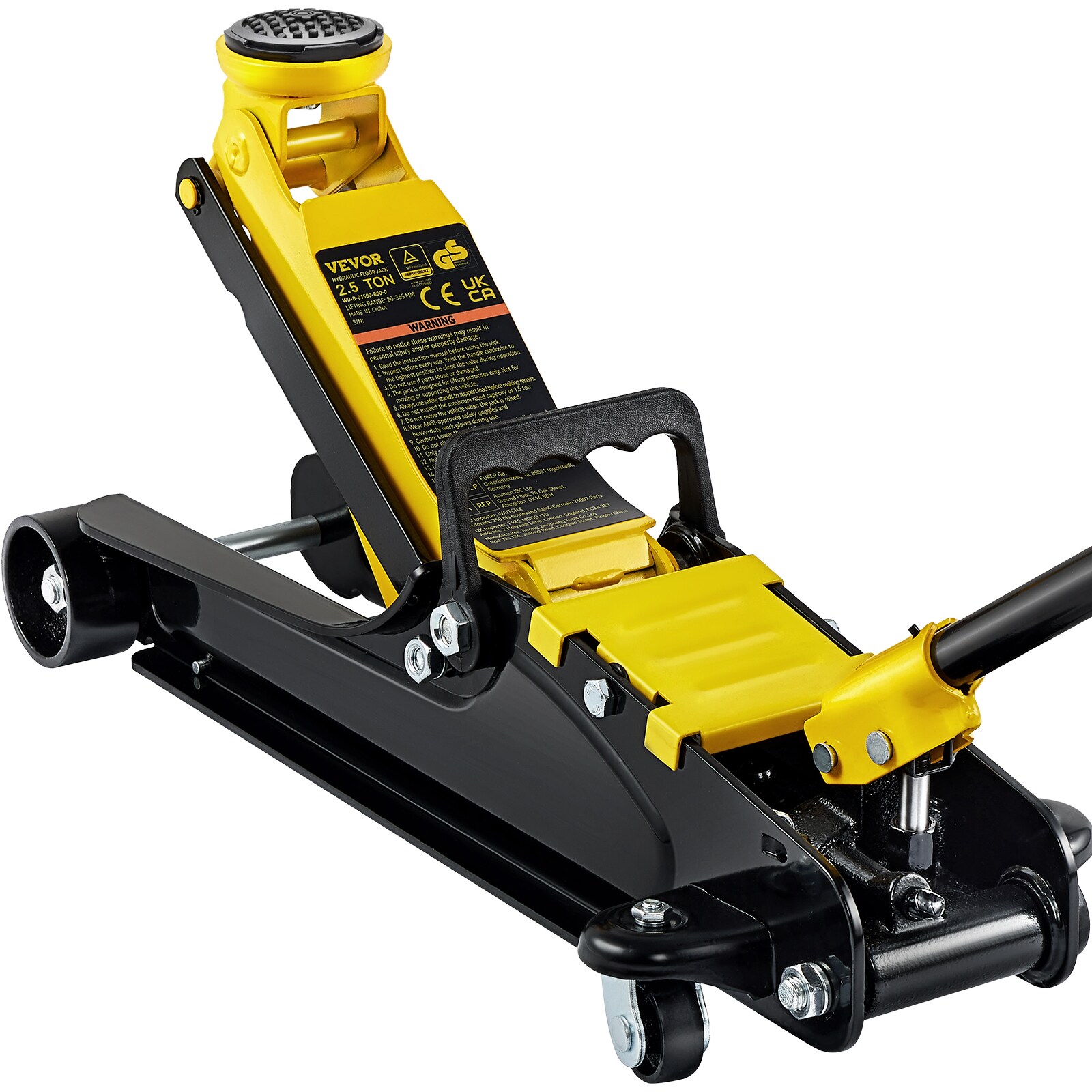 VEVOR Yellow 2.5-Ton Steel Hydraulic Floor Jack