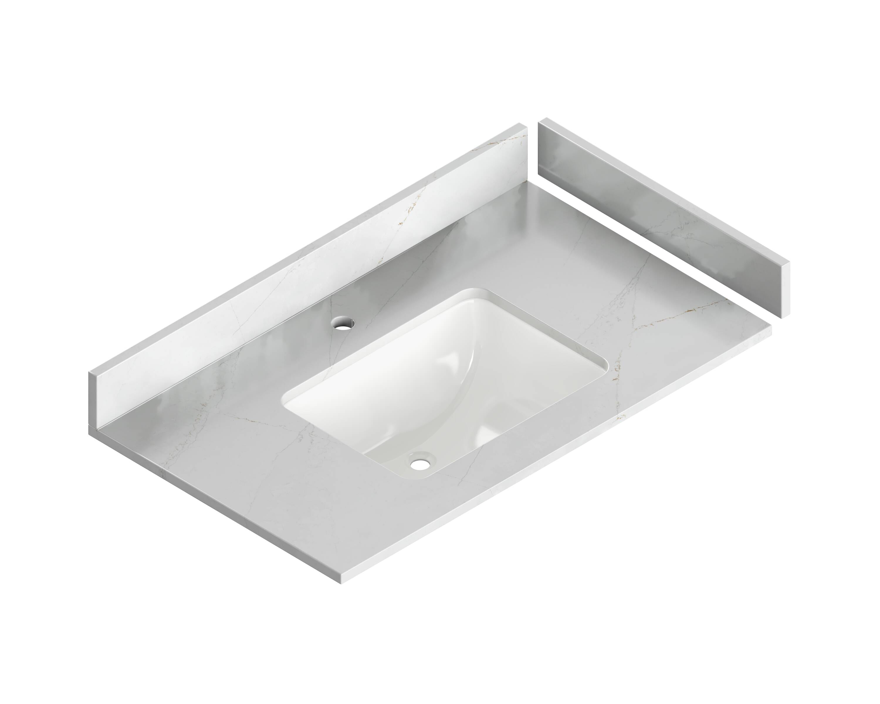 Silestone SIL37-EGLOW-1H-2CM 37-Inches x 22-Inches Ethereal Glow Quartz Undermount Single sink 1-Hole Bathroom Vanity Top