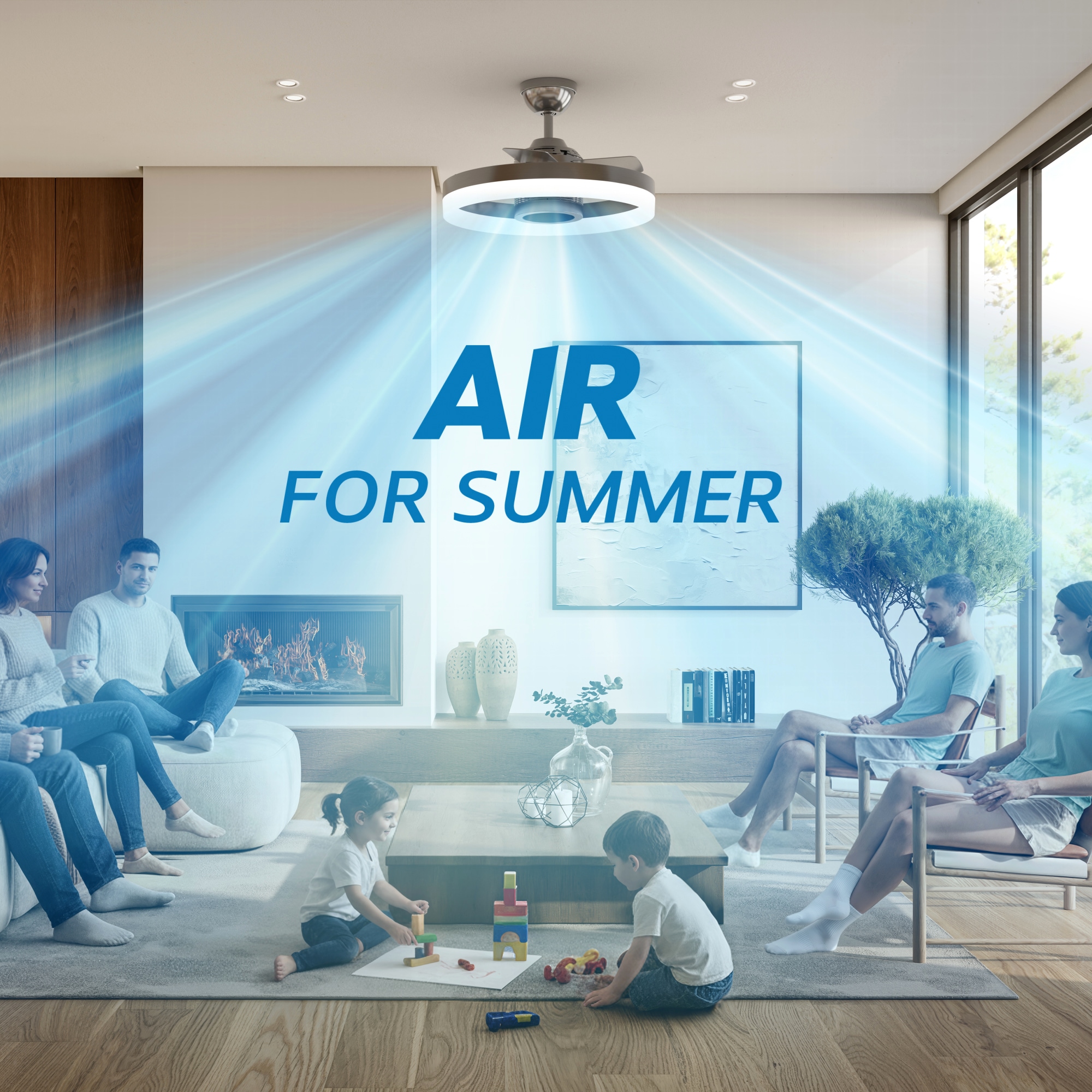 SKYX SkyFan Aluminum 4-Blade 24in LED Fandelier with Built-in