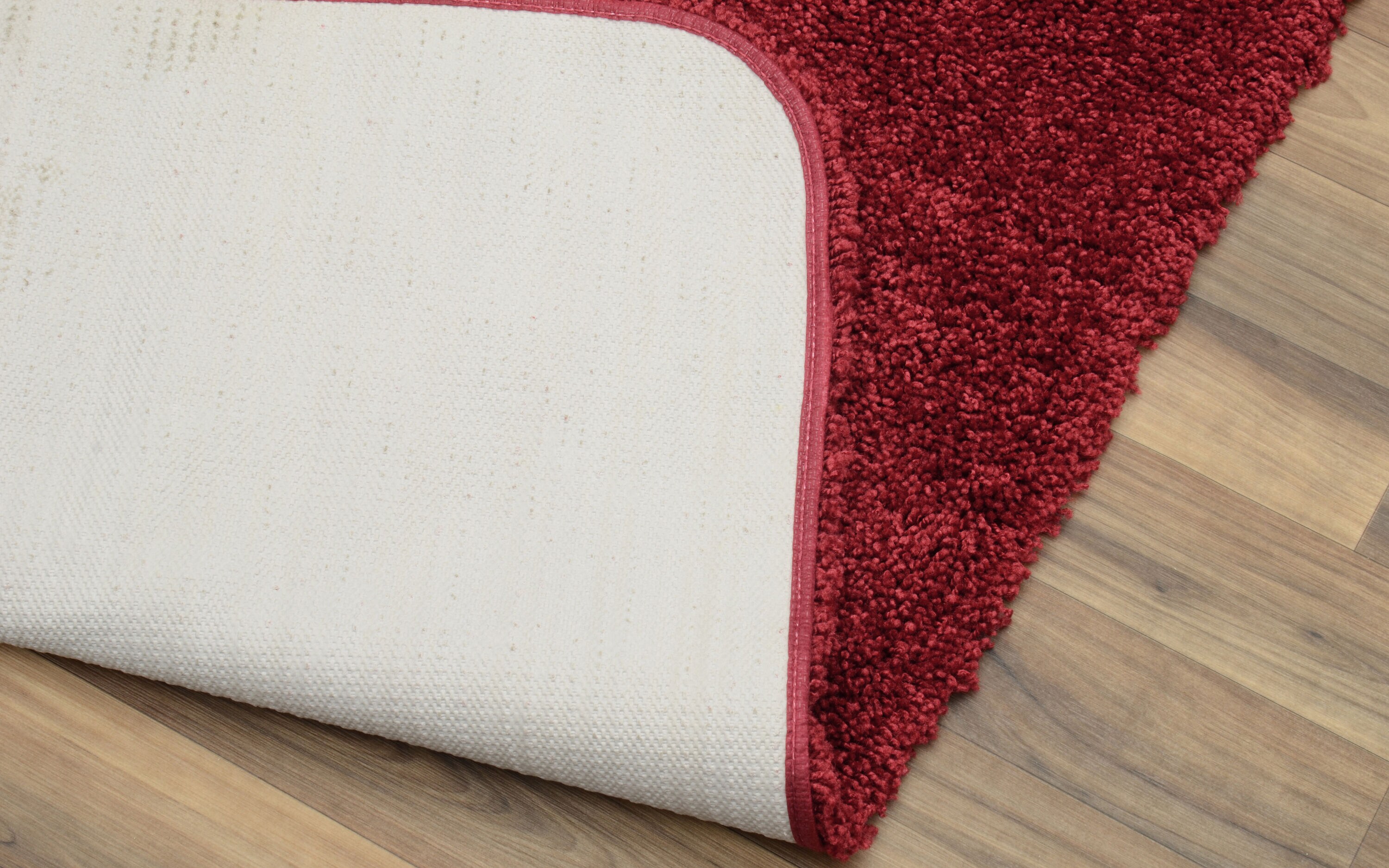 Finest Luxury Washable Nylon Shag Bath Rug, or Set in Chili Red