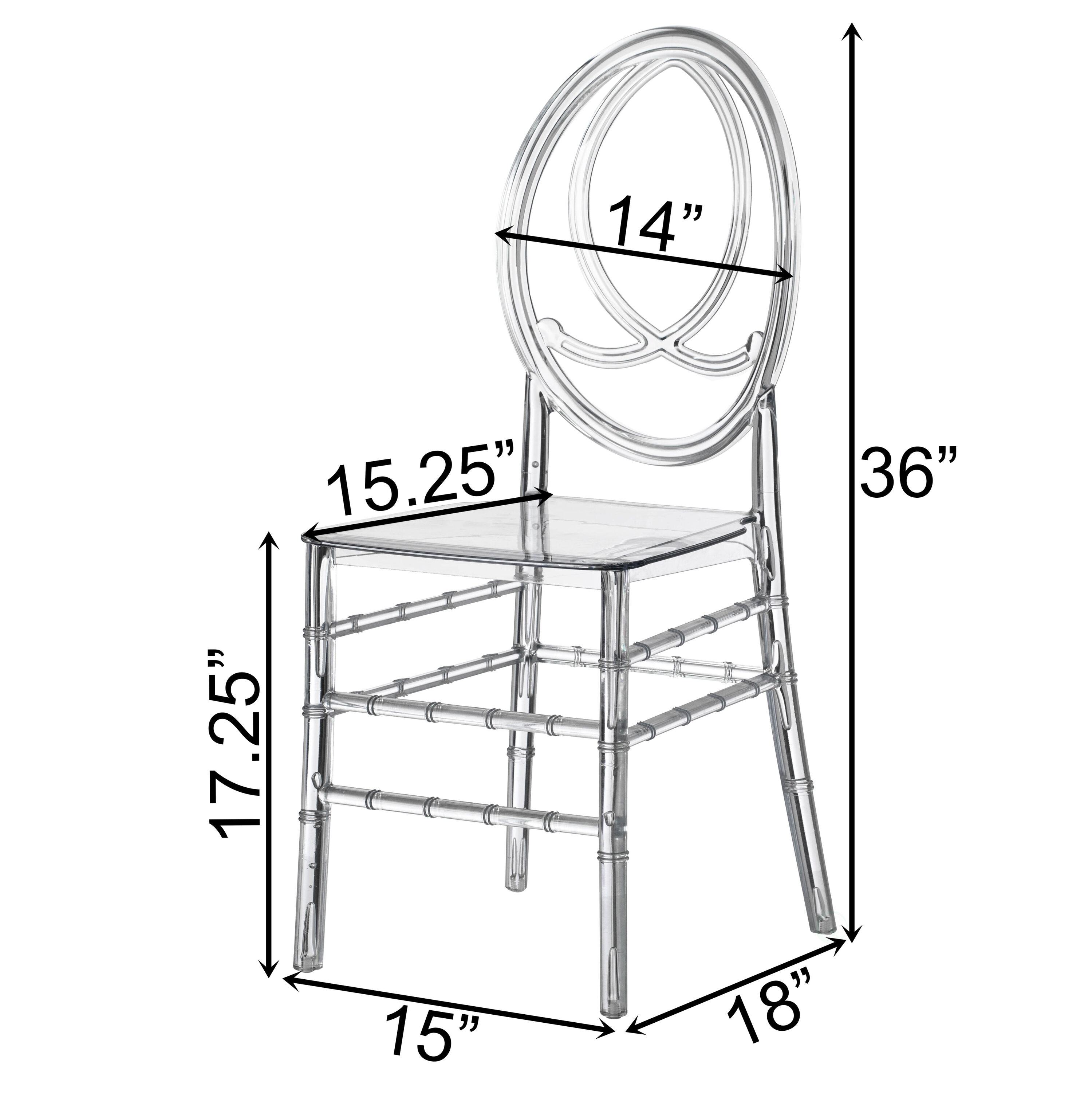 Crystal Clear Acrylic Armless Dining Chair, 36" Height