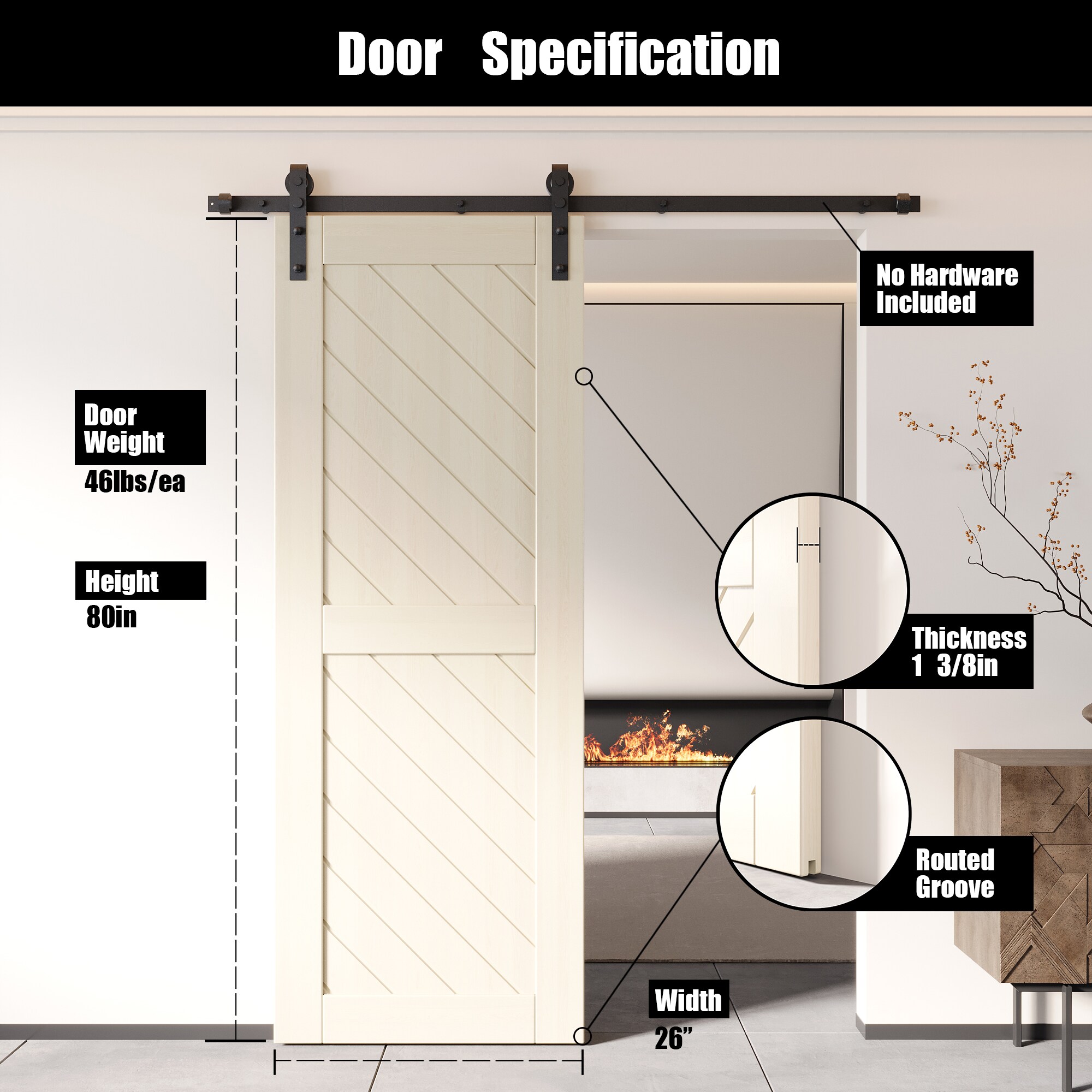 HOMACER XT2-2680-TG Barn-Doors - View #2