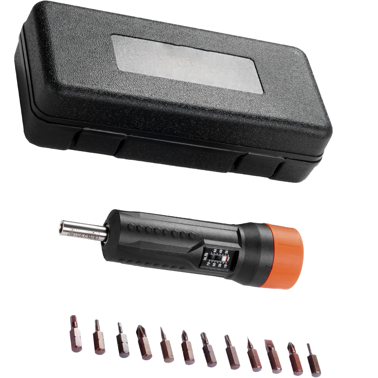 GIVIMO 1/4-in Drive Torque Screwdriver Set 10-70 in-lb Range 1 in-lb Increment with View Window and 12 Flathead Phillips Hex and Torx Bits 1.24-lb Alloy Steel with Case #ZMLW014GIVSS1045