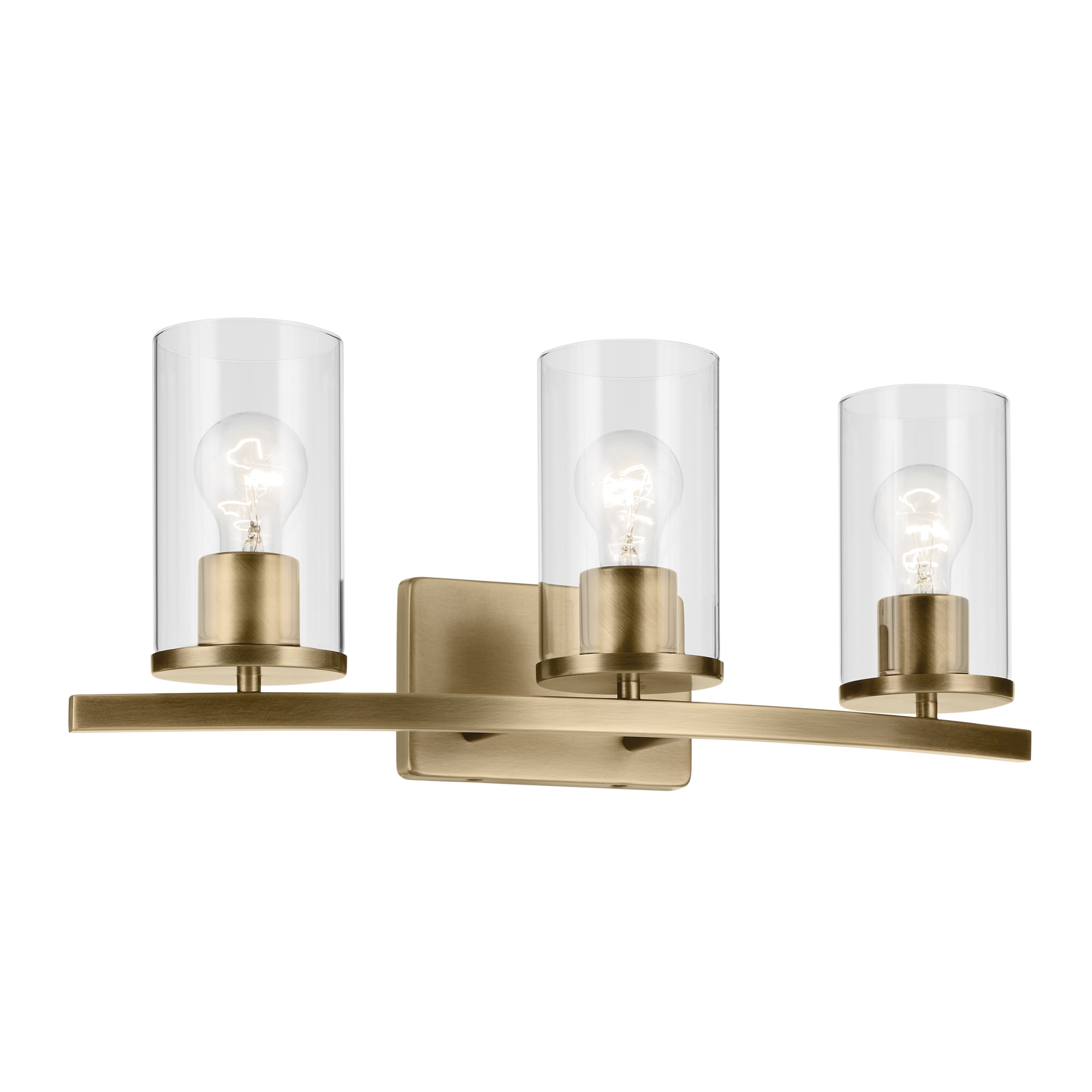 Kichler 45497NBRCLR Crosby 23-in 3 -Light Gold Modern/contemporary Vanity light