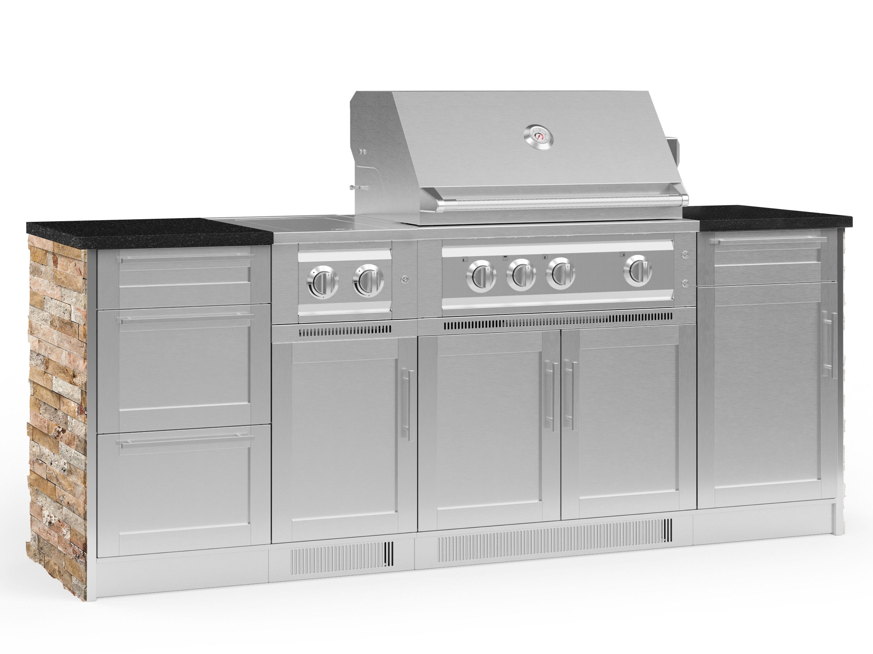 NewAge Products 68631 Signature Series Cabinets Platinum Grill 8 -Piece 88.16-in W x 25.5-in D x 51-in H Modular Outdoor Kitchen Set 6 Burners
