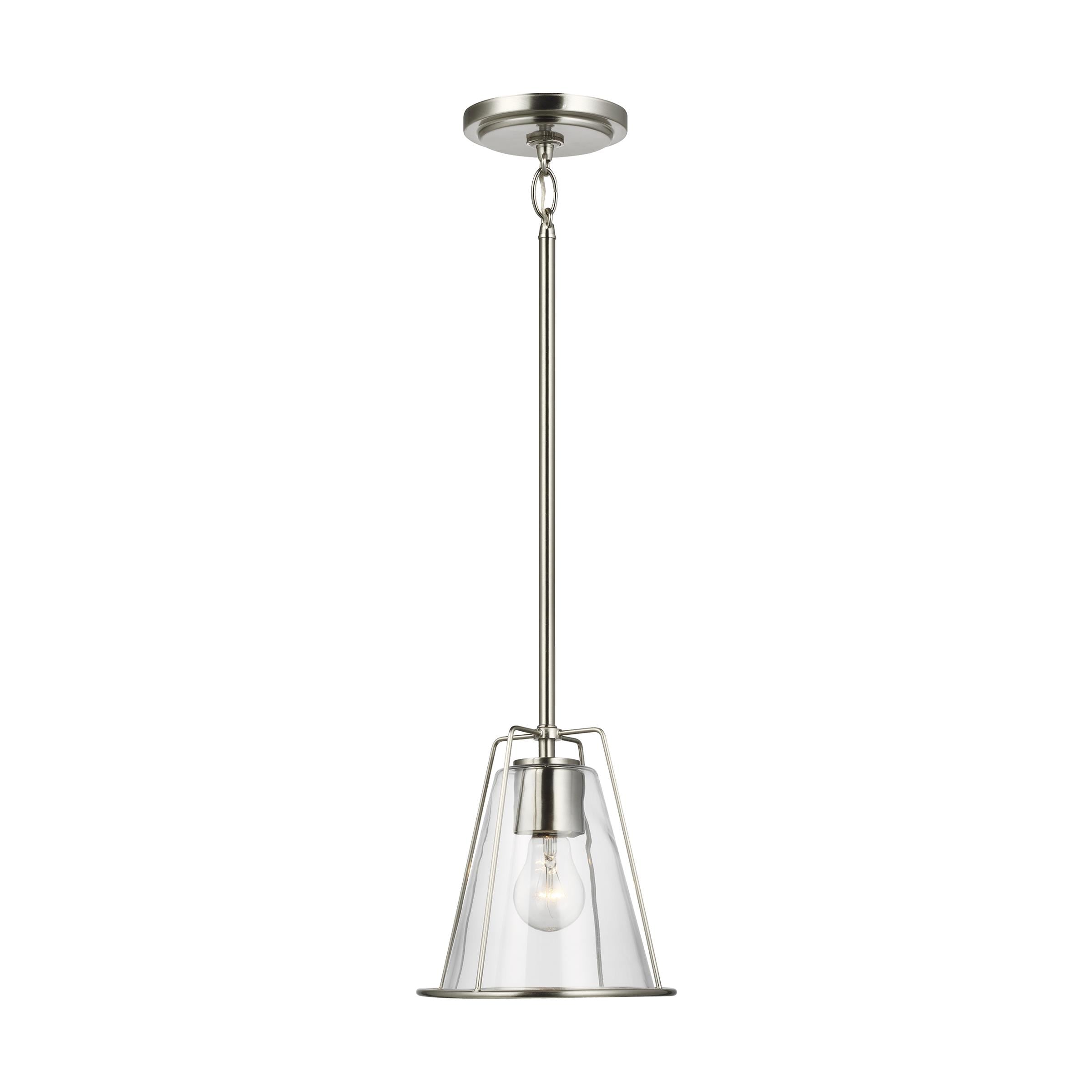 Generation Lighting 6000901-962 Framework 1 -Light Brushed Nickel Modern/contemporary Clear glass Globe Mini Hanging Pendant light