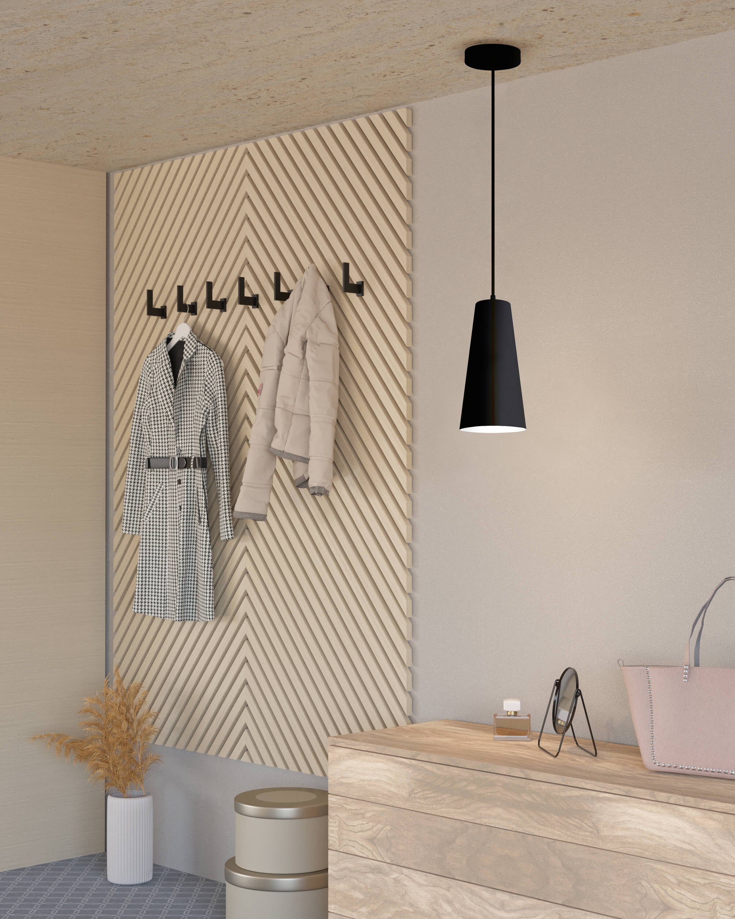 Black Metal Mini Pendant Light with Adjustable Cord