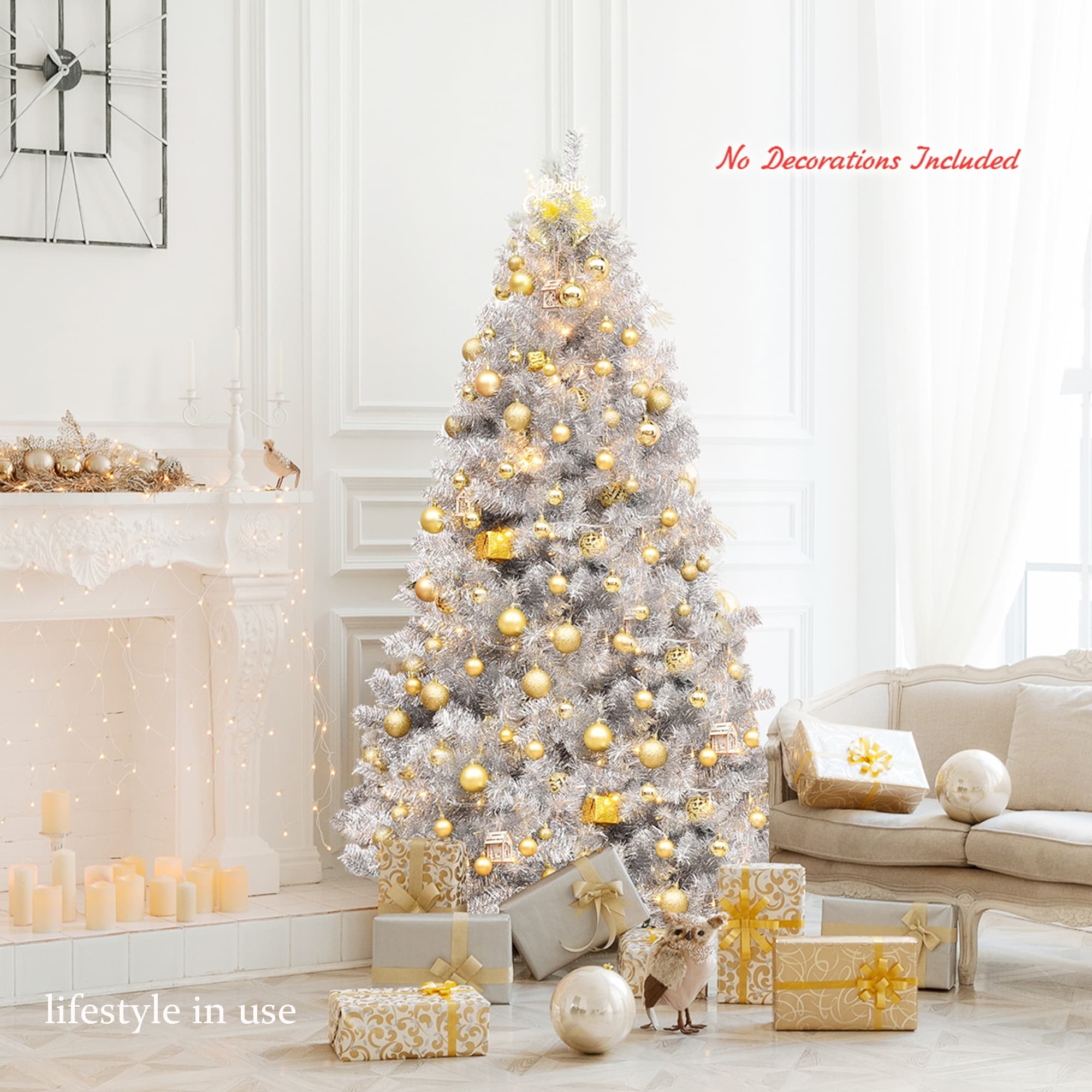 Forclover HYFW-TR826 6-Feet Silver Artificial Christmas Tree