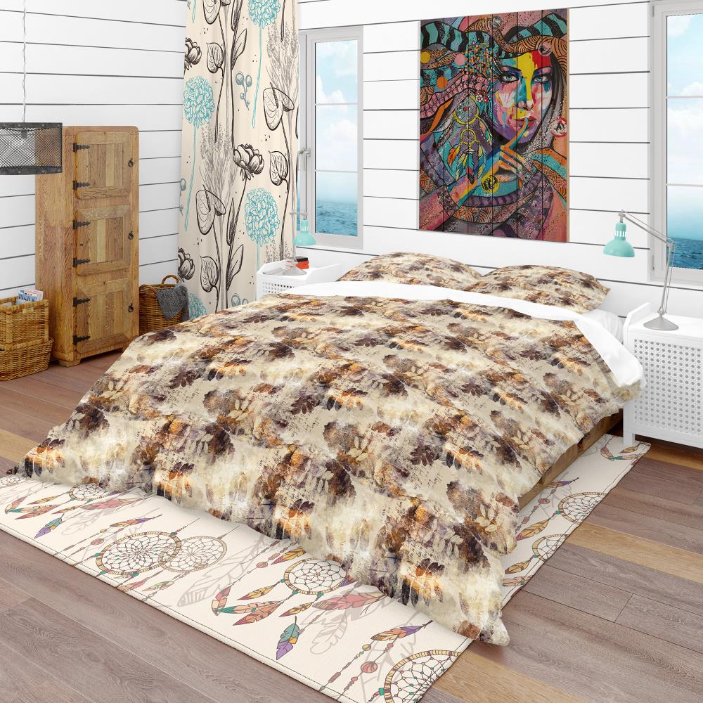 Designart BED18698-Q 3 -Piece Brown Queen Duvet cover Set