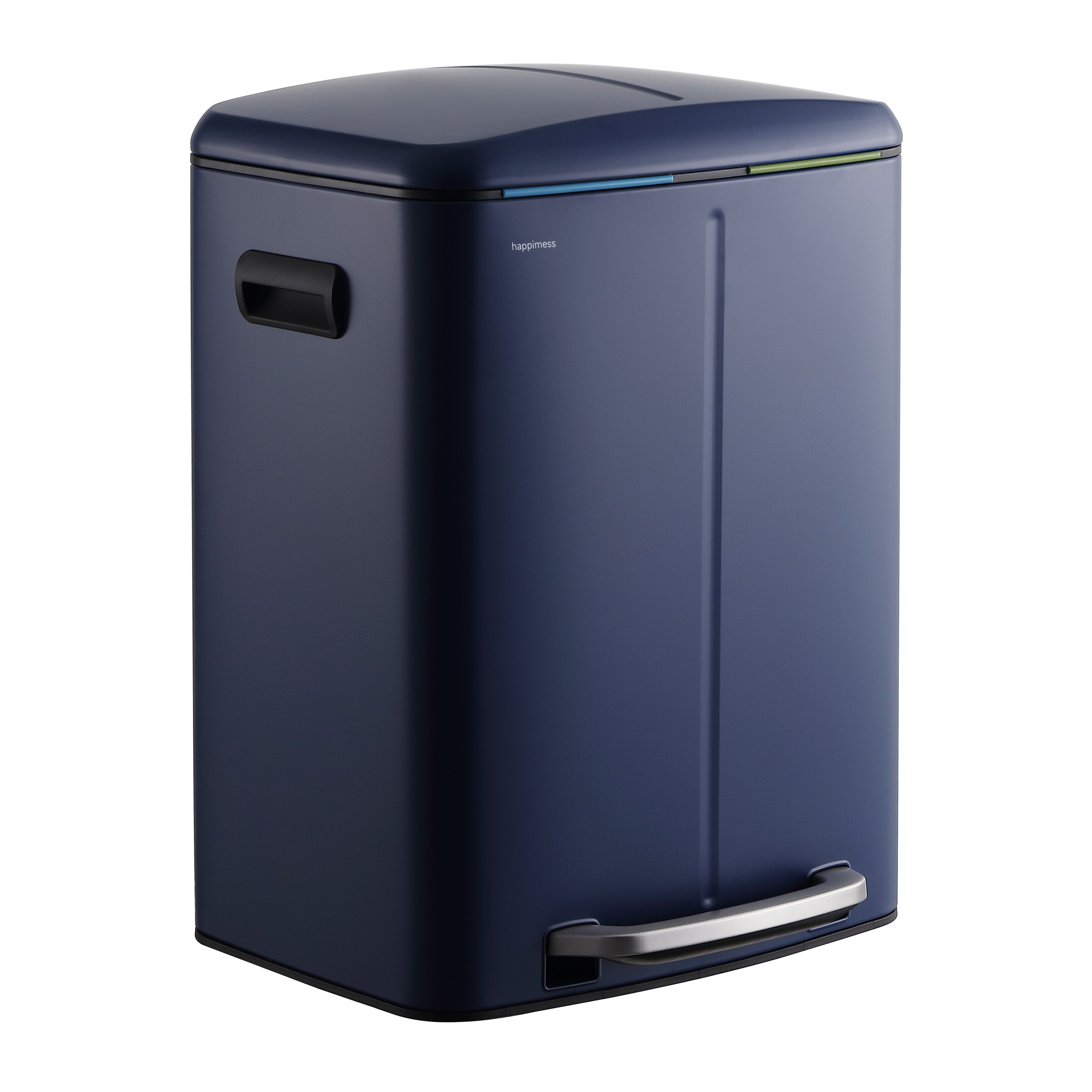 happimess HPM1005J 10.6 Gallon Denim Blue Metal Indoor Kitchen Step Trash Can