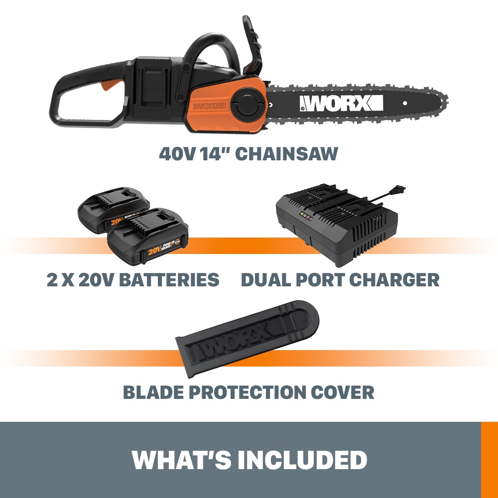 WORX POWER SHARE 40 volt Max 14 in Brushless Battery 2 Ah