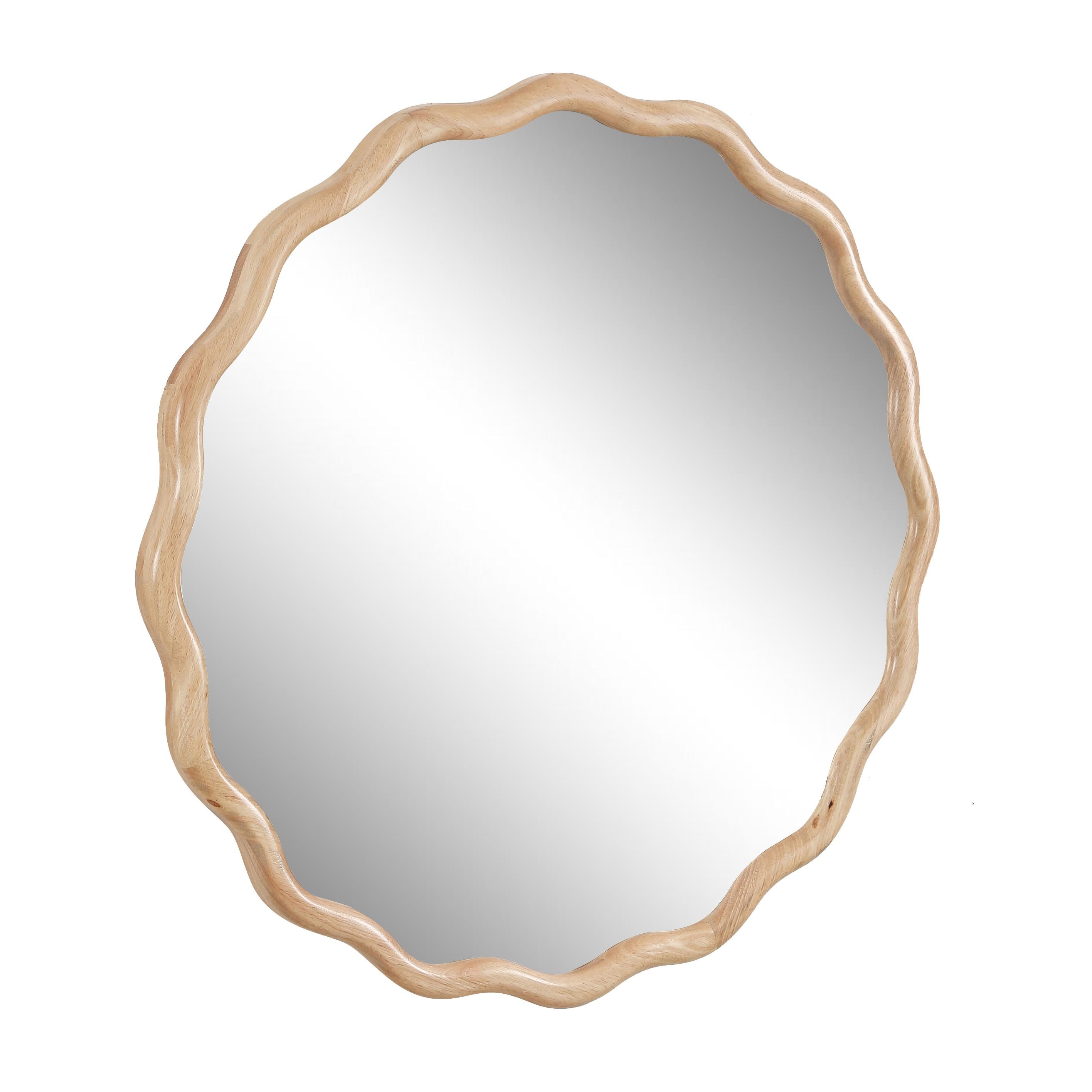 Bayfeve BF-89598-MIR 31.1-Inches x 31.1-Inches Framed Round Bathroom Vanity Mirror ( Natural Wood )