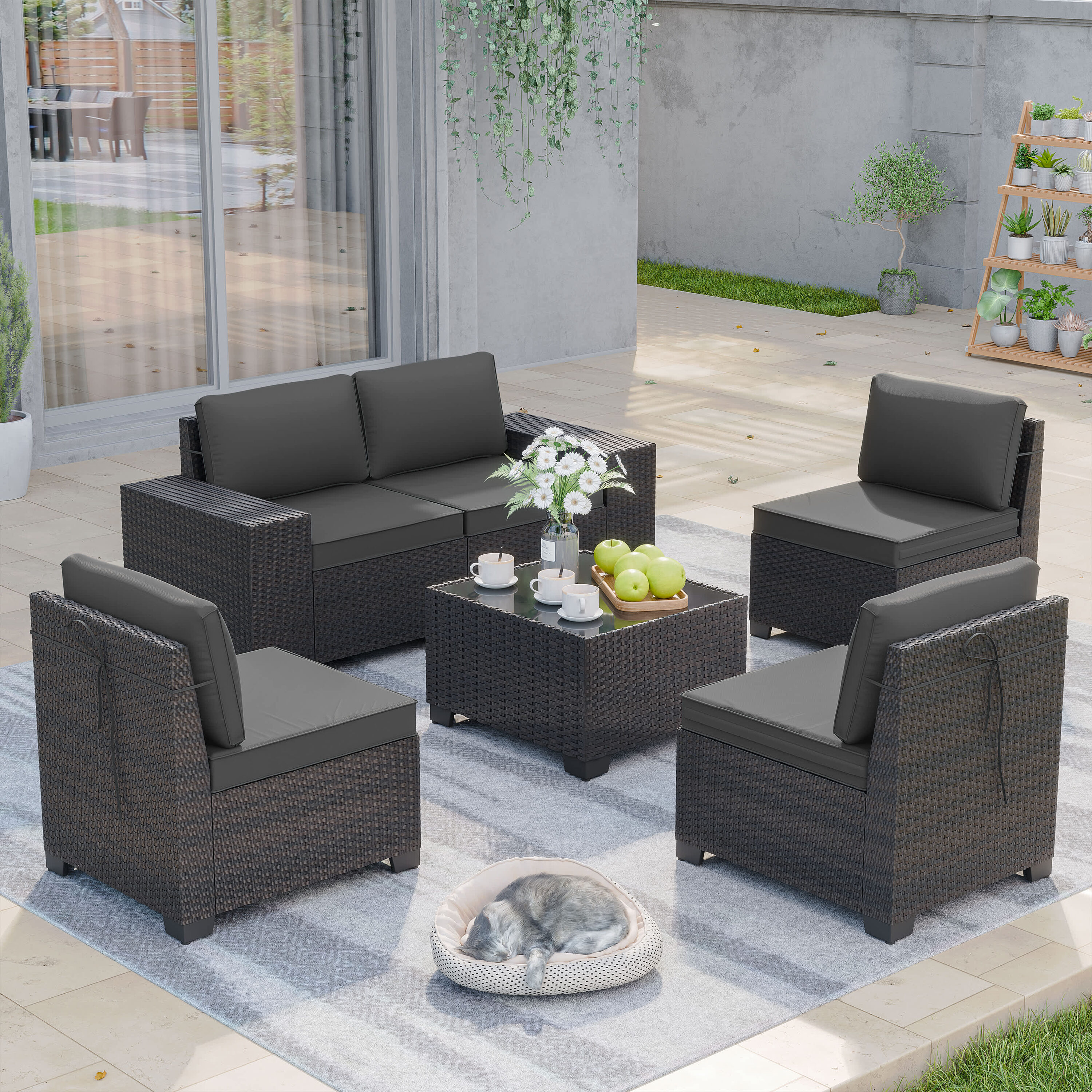 Haxvin HX-RA-6-BK Patio-Conversation-Sets - View #2