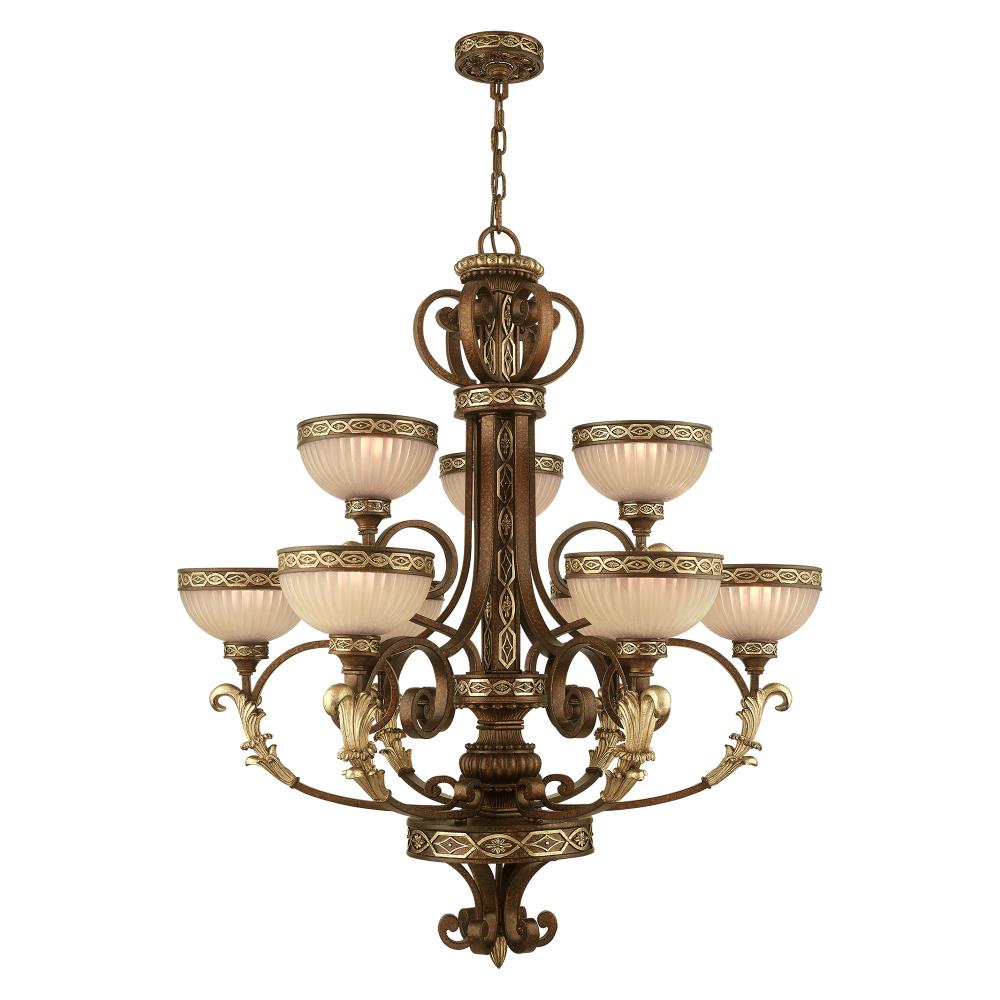 Livex Lighting 8529-64 Seville 9 -Light Distressed Bronze Traditional For Use in Bathrooms, Bedrooms, Dining Rooms, Foyers, Kitchens, Living Rooms Chandelier
