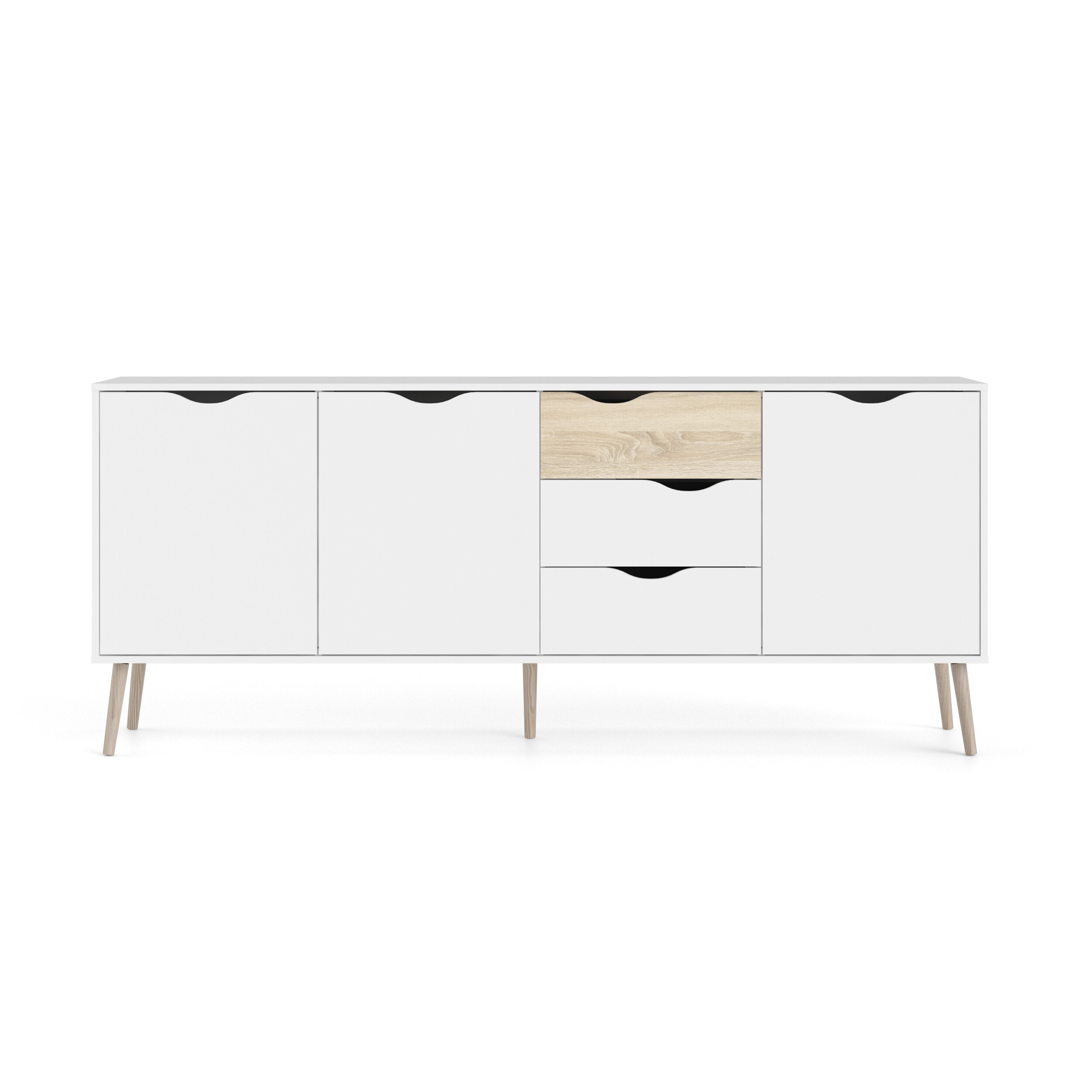  7545449AK 77.05-in W 3 -Door White and Oak Accent Cabinet