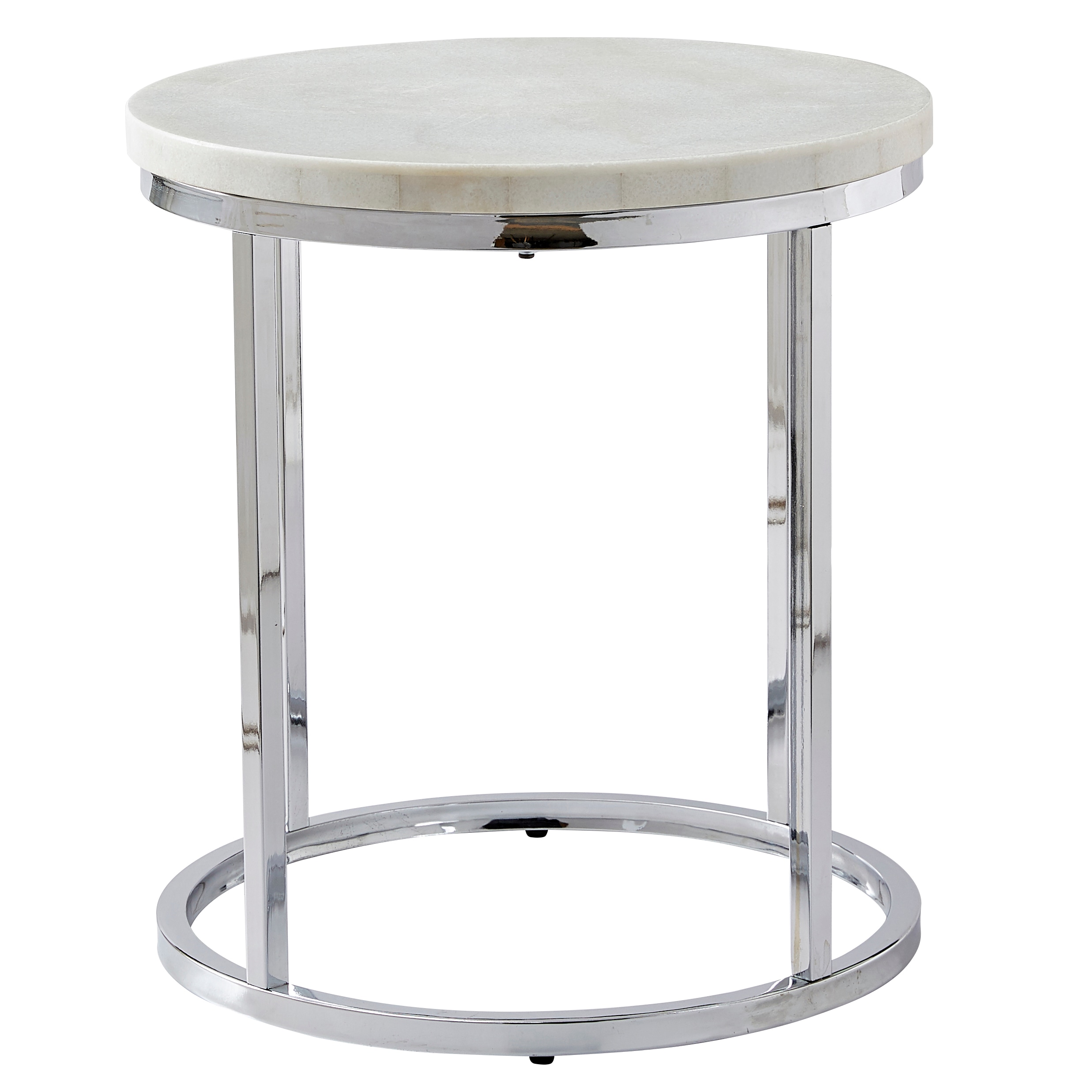 Echo 22" White Marble and Chrome Round End Table