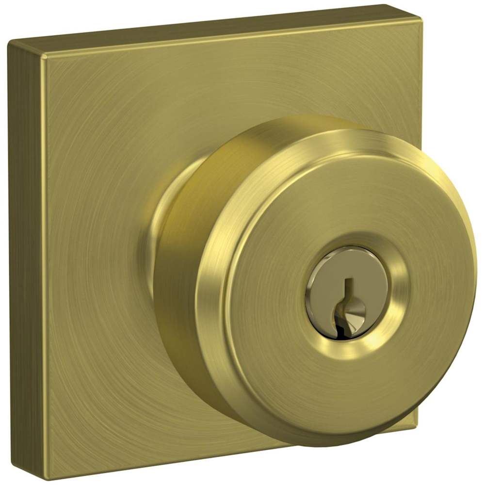 Schlage  F51ABWECOL Bowery Single Cylinder Keyed Entry Door Knob Set with Decorative Collins Trim
