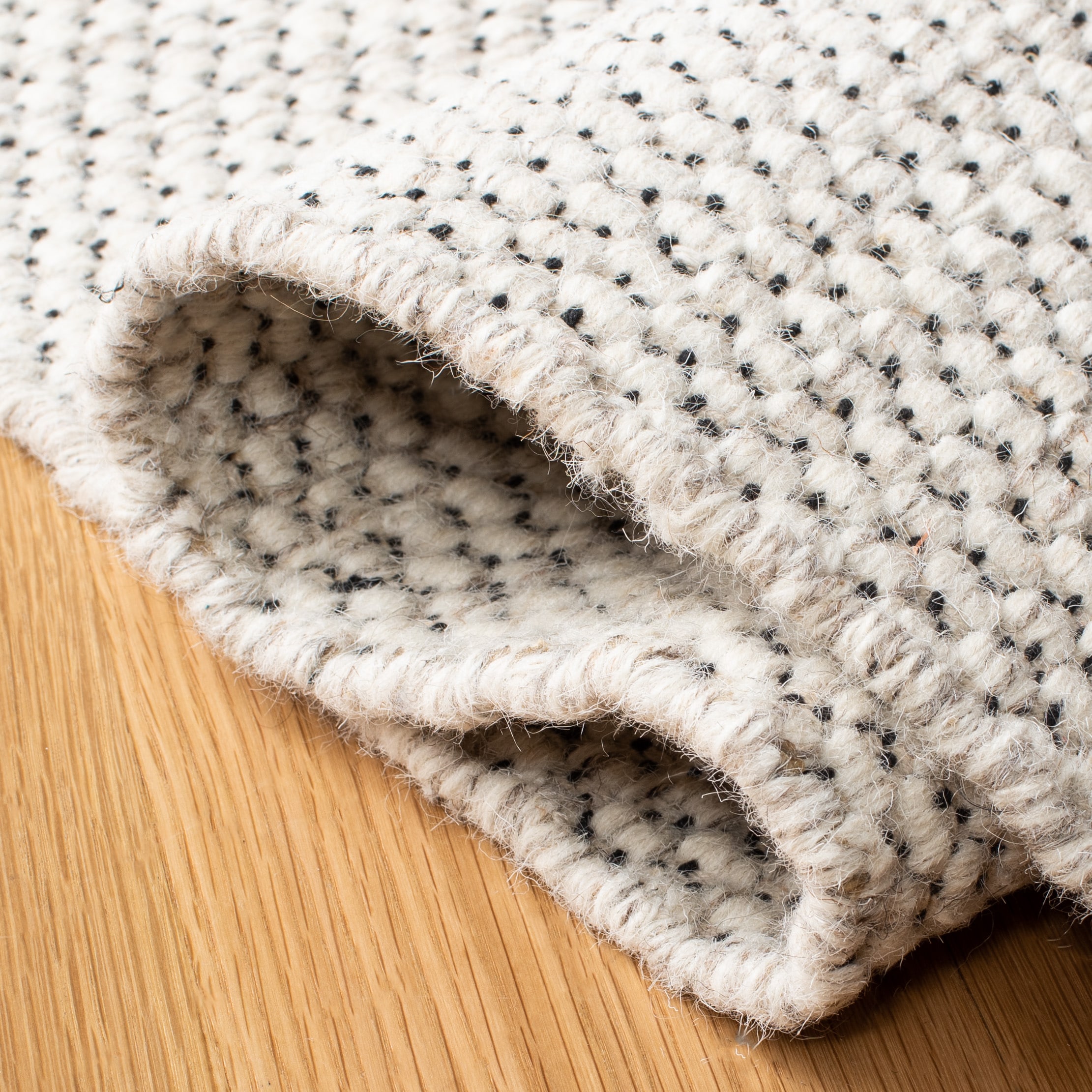 Ivory Flat Woven Wool 8' x 10' Handmade Area Rug