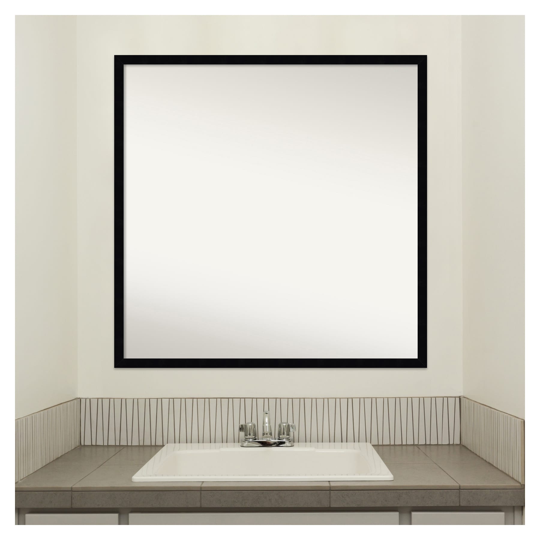 Svelte Noir Black Wood Bathroom Vanity Mirror
