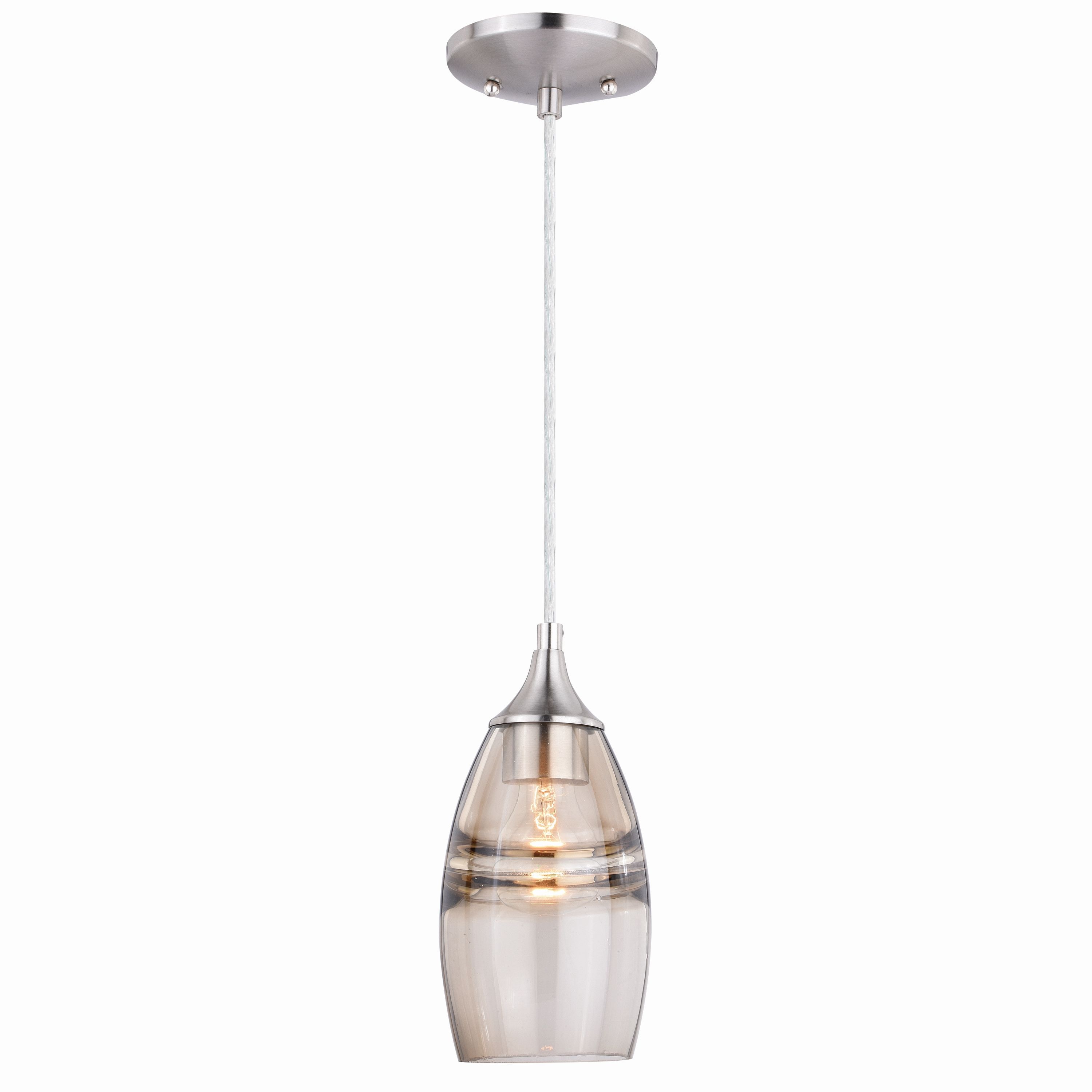 Cascadia P0276 Milano 1 -Light Satin Nickel Transitional Art glass Bell Mini Hanging Pendant light