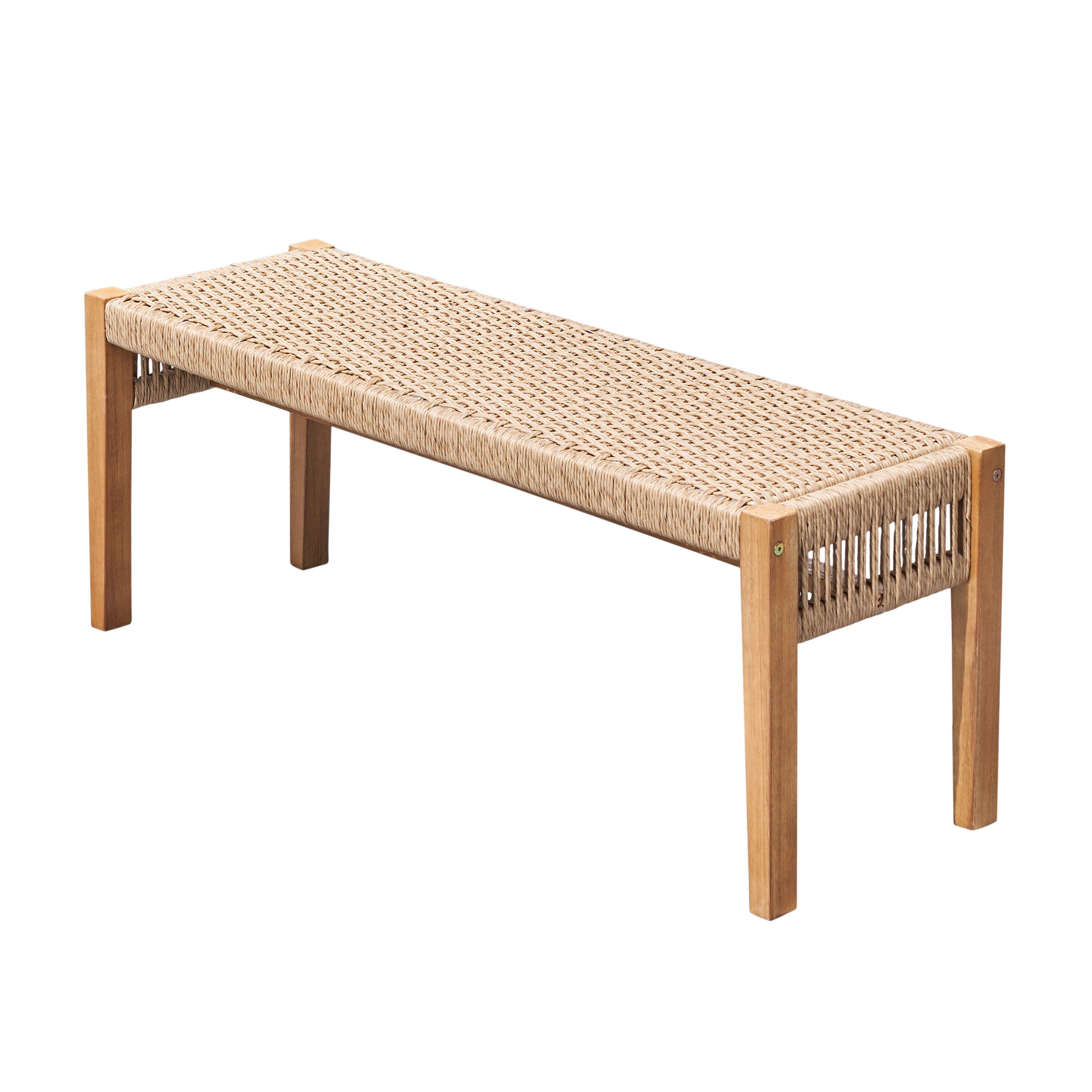 AZEN M1958 Ocean 48-Inches W x 16-Inches H Honey Woven Acacia Garden Bench