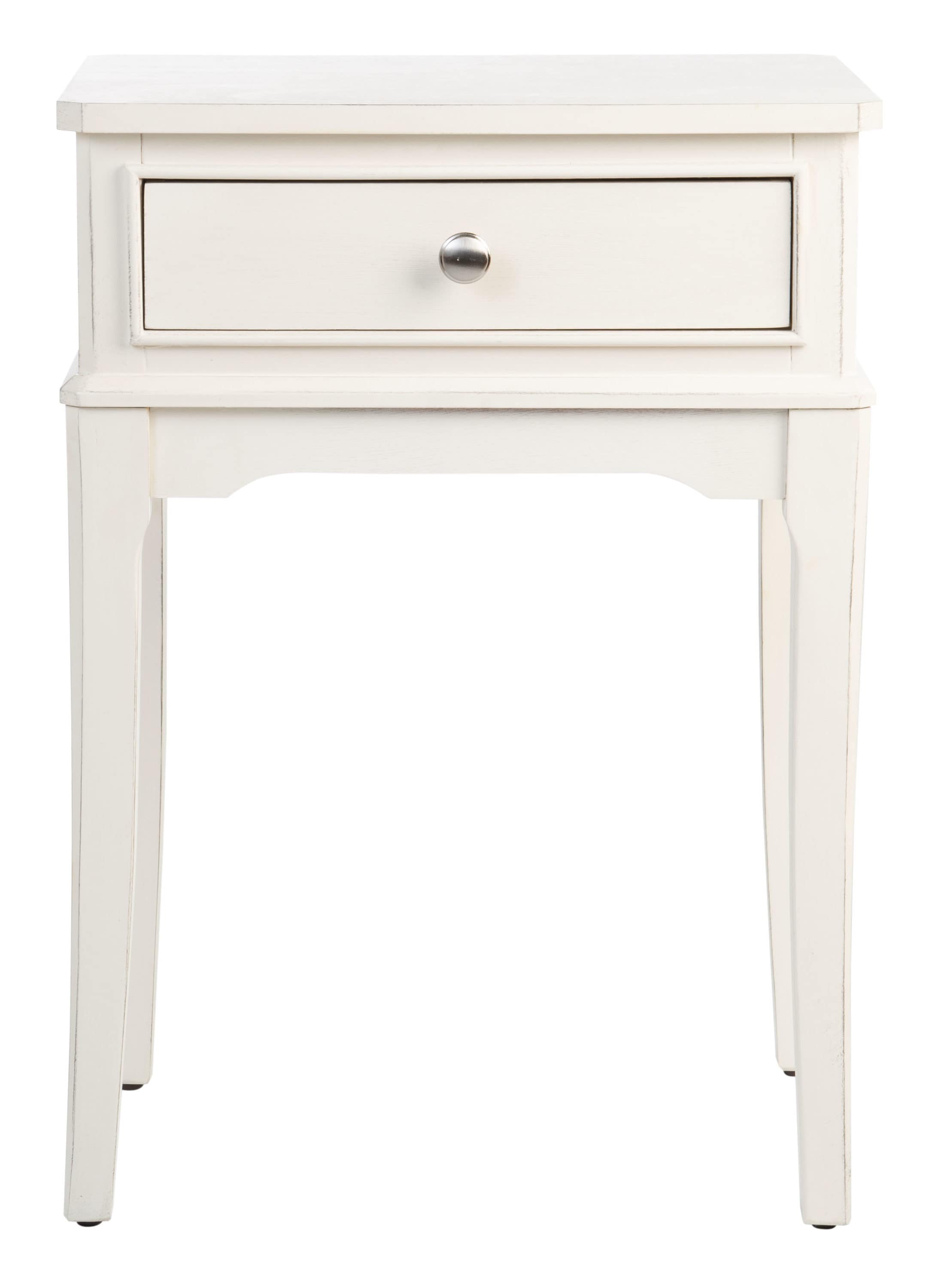 Safavieh ACC5719A Opal 17-in W x 23.5-in H Distressed White Wood Rectangular Farmhouse End Table with Storage Assembly Required