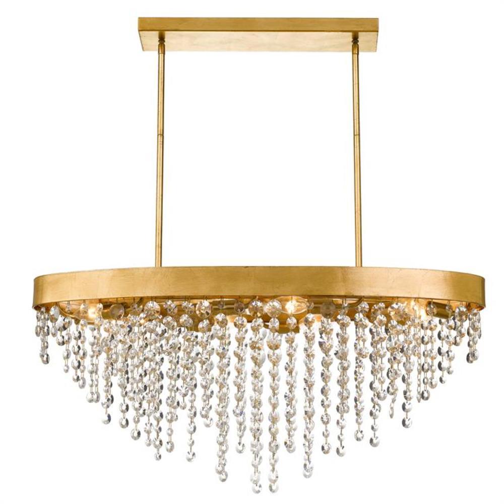 Antique Gold Crystal 8-Light Chandelier with Hand Cut Beads